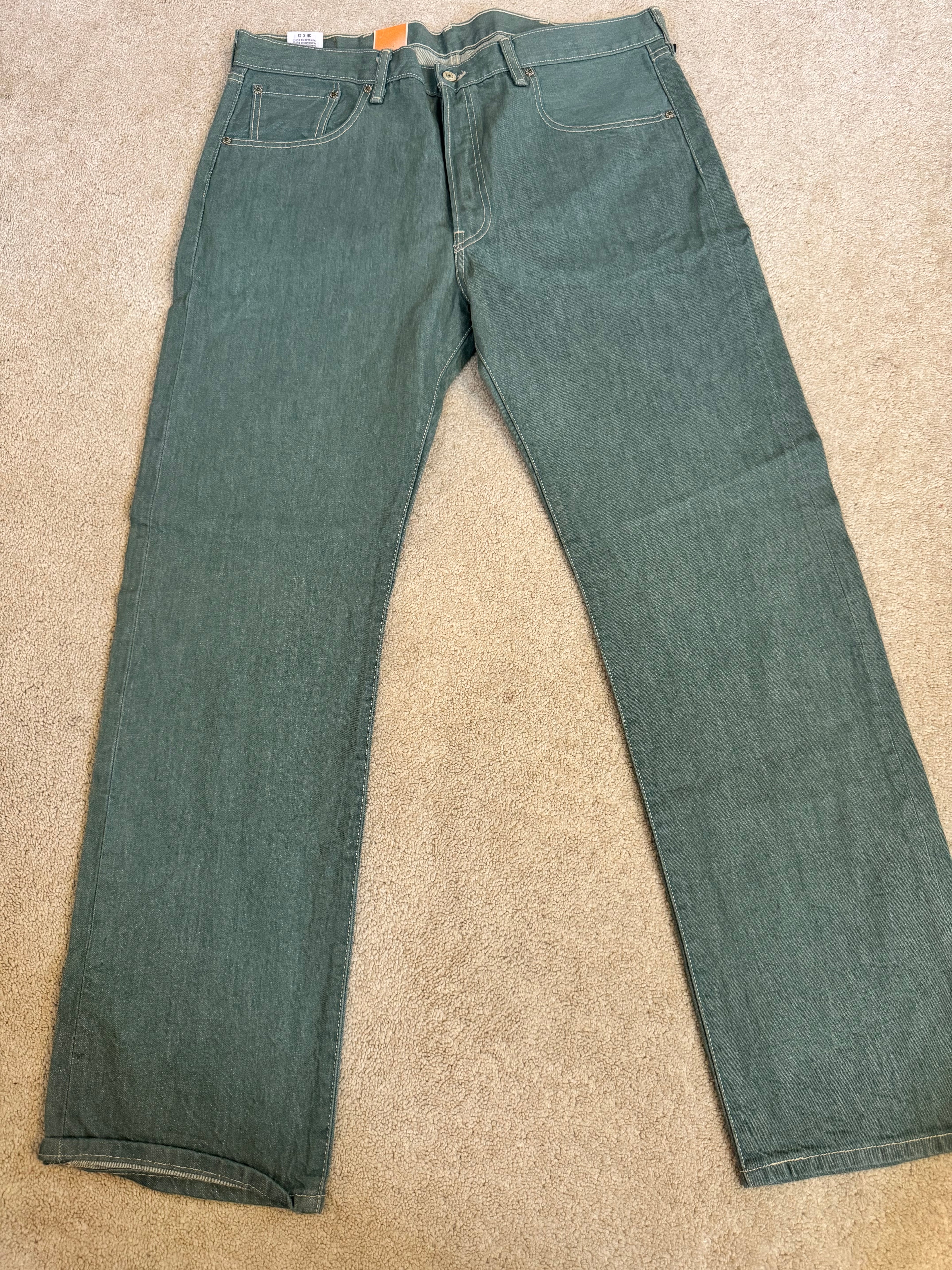Levi’s 501 Original Fit Green Denim Jeans Button Fly W38 L32 NWT