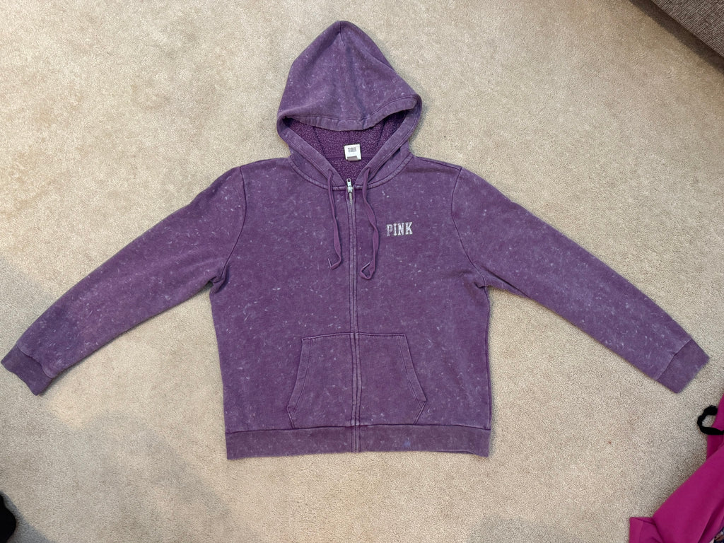 Victoria’s Secret PINK Hoodie XL Purple Full Zip Logo Sweatshirt