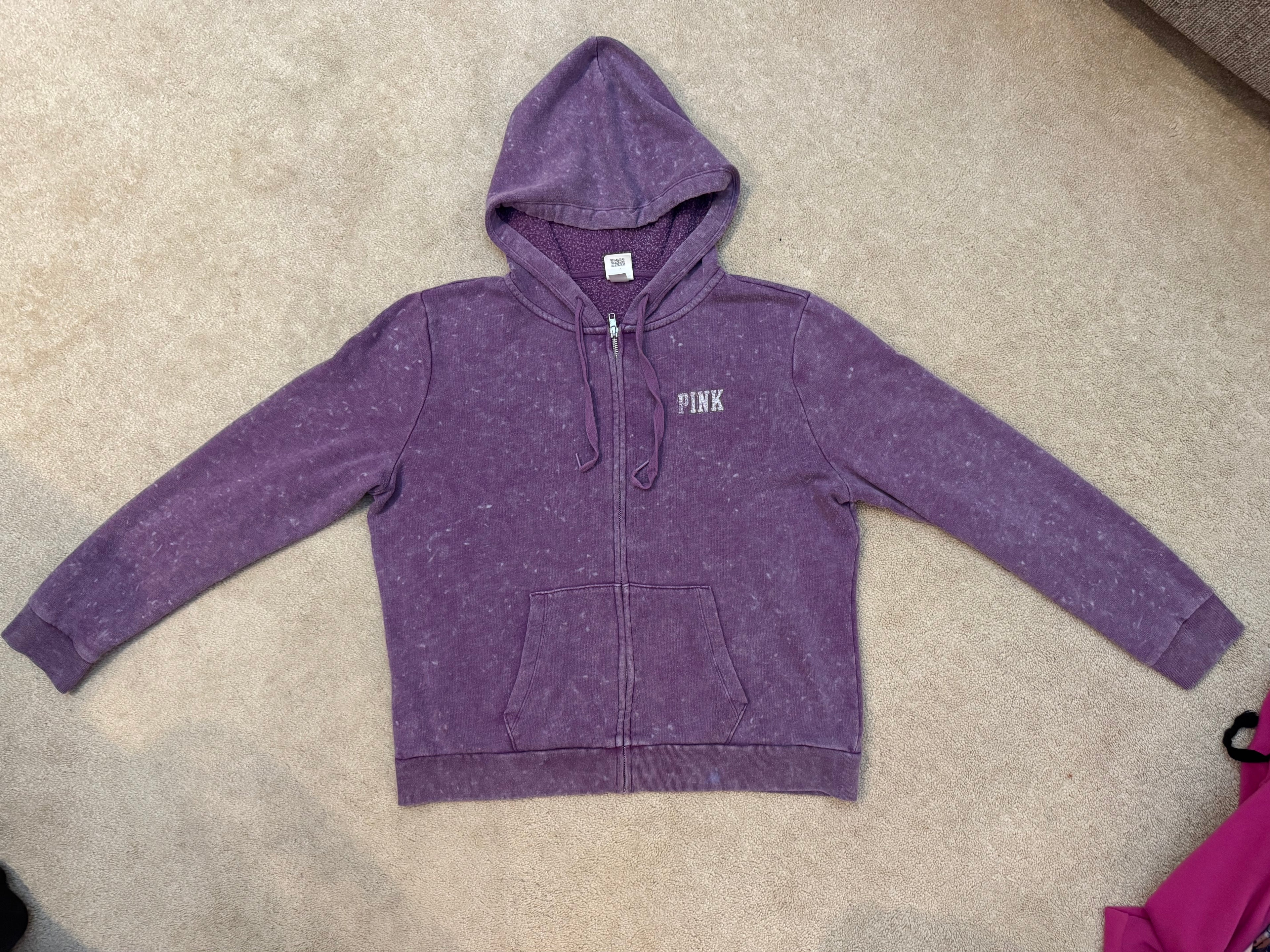 Victoria’s Secret PINK Hoodie XL Purple Full Zip Logo Sweatshirt