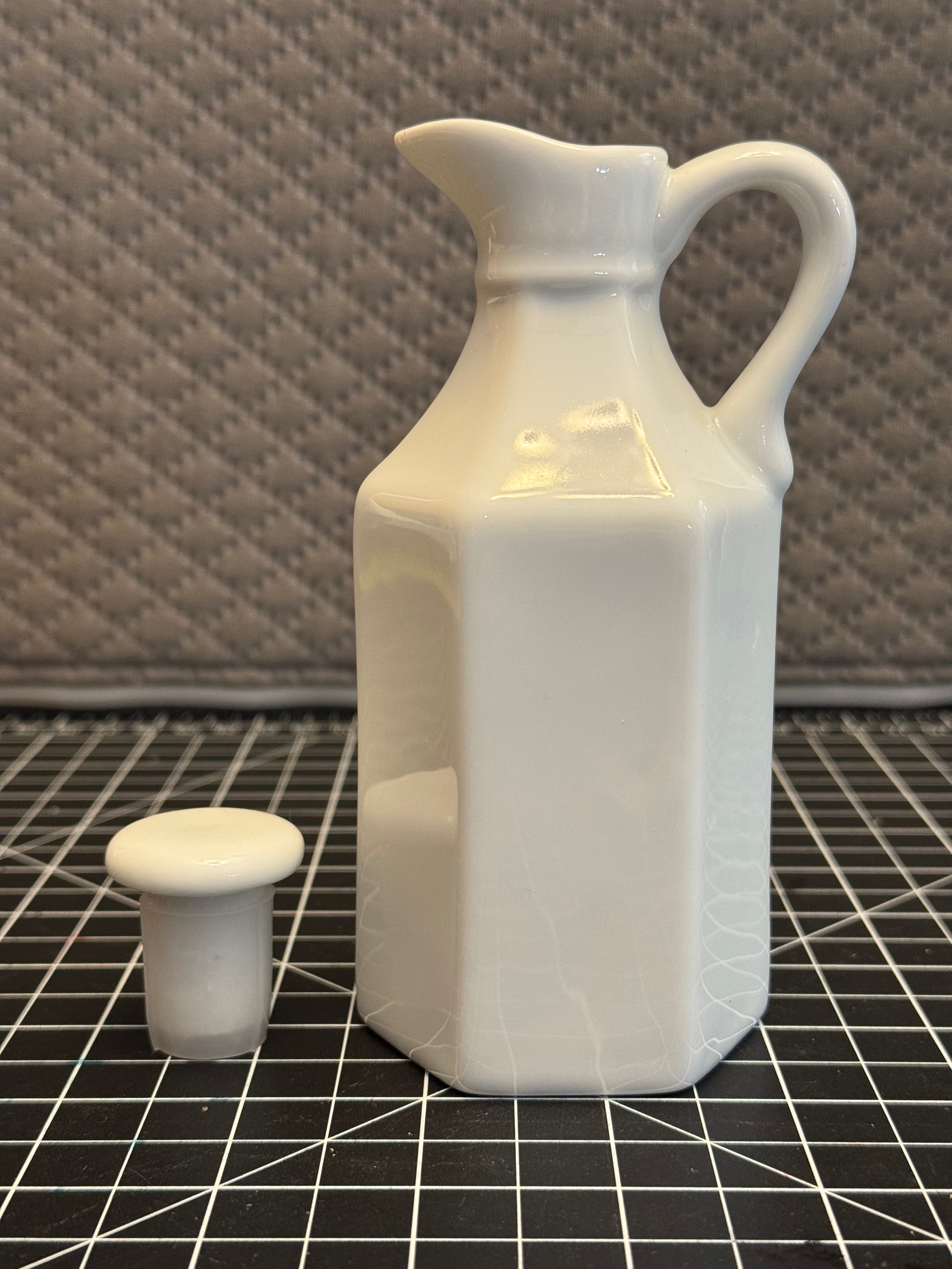 Xcell White Ceramic Oil Vinegar Cruet Bottle Stopper Modern Kitchen Decor