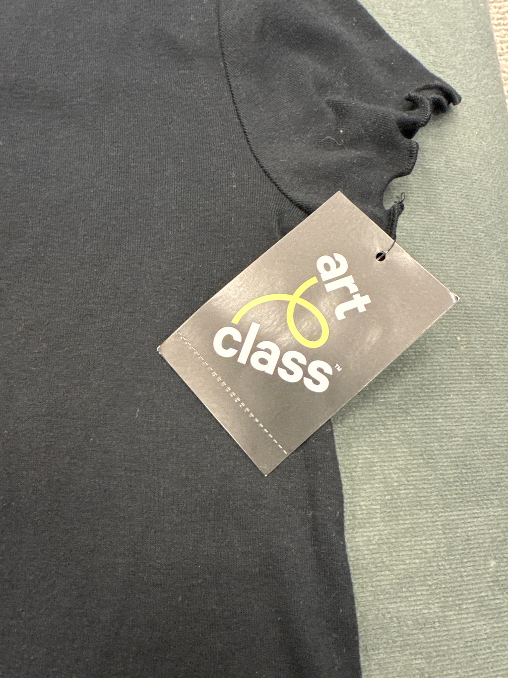Art Class Girls Black Lettuce Hem Tee Shirt Size L (10/12) Short Sleeve NWT