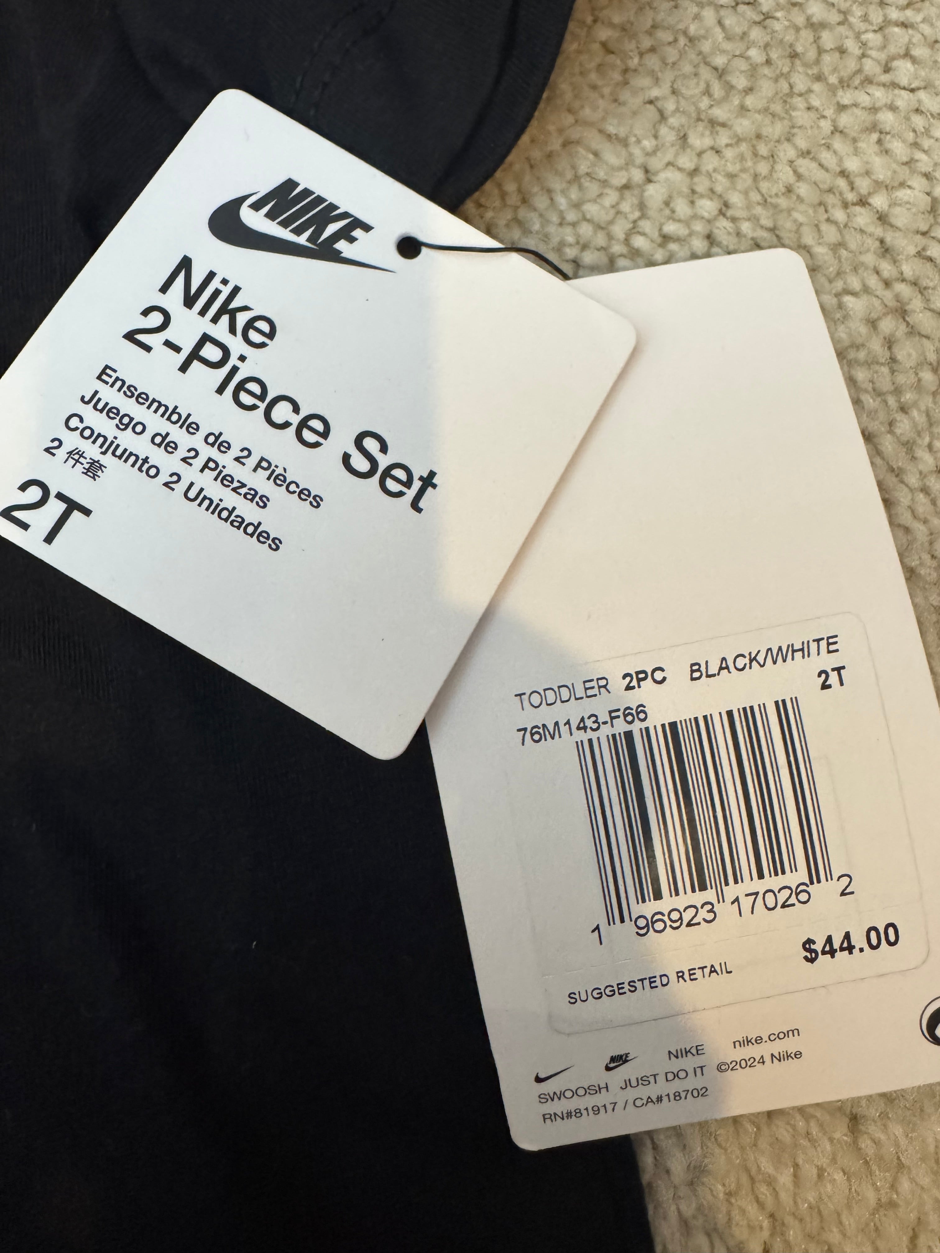 Nike Toddler 2T Black Logo Tee NWT Shirt Only 1pc