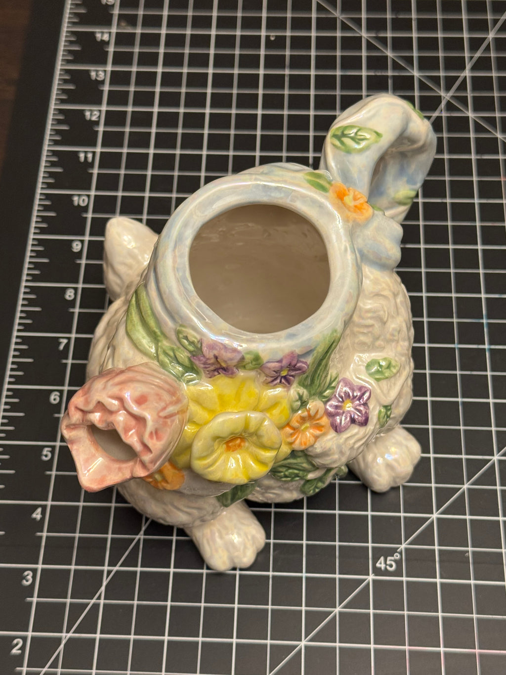 Bella Casa Ganz Bunny Pitcher Spring Easter Floral Ceramic