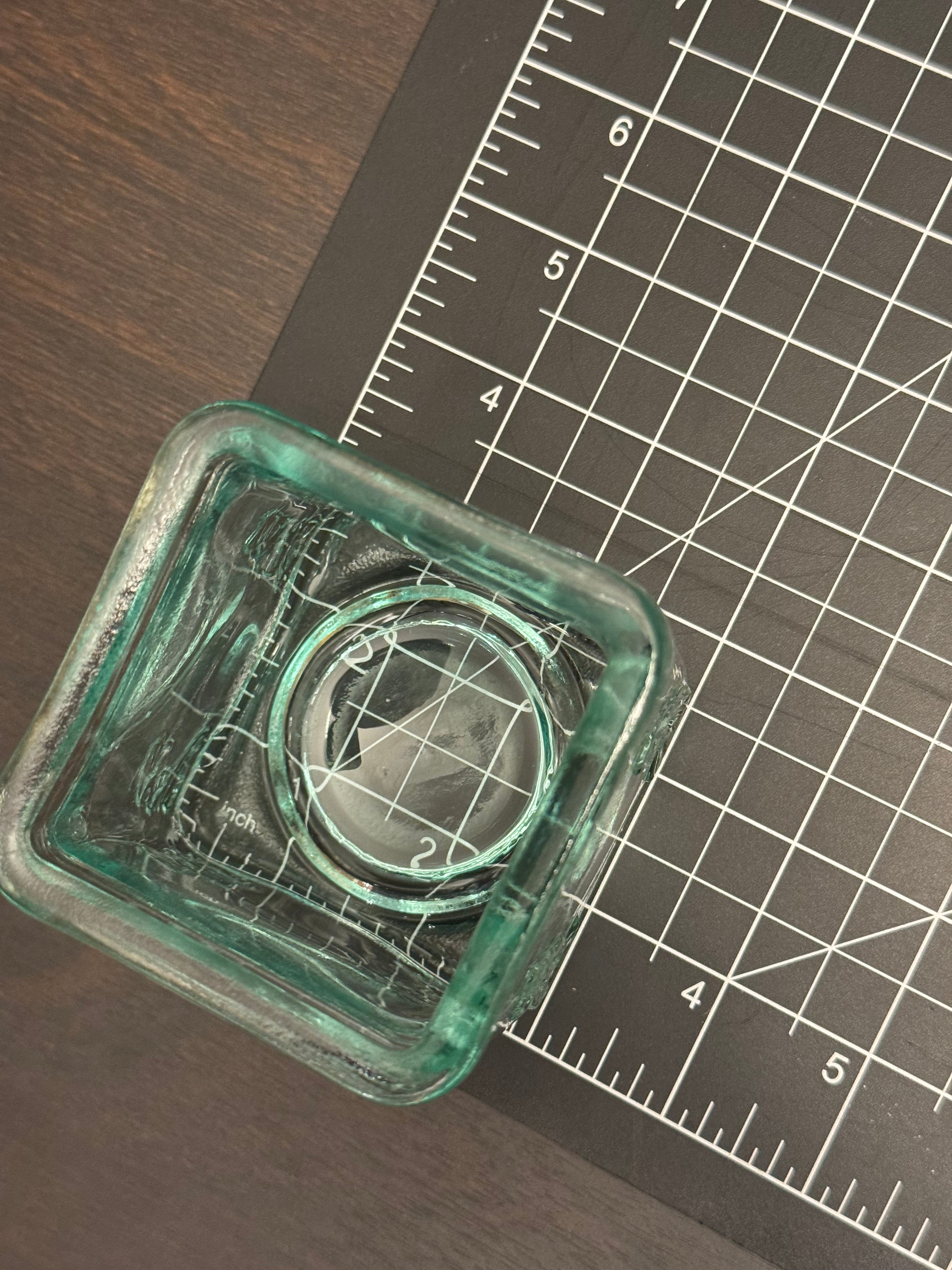 Vintage Aqua Glass Tealight Holder Set Blue Green Square Votive