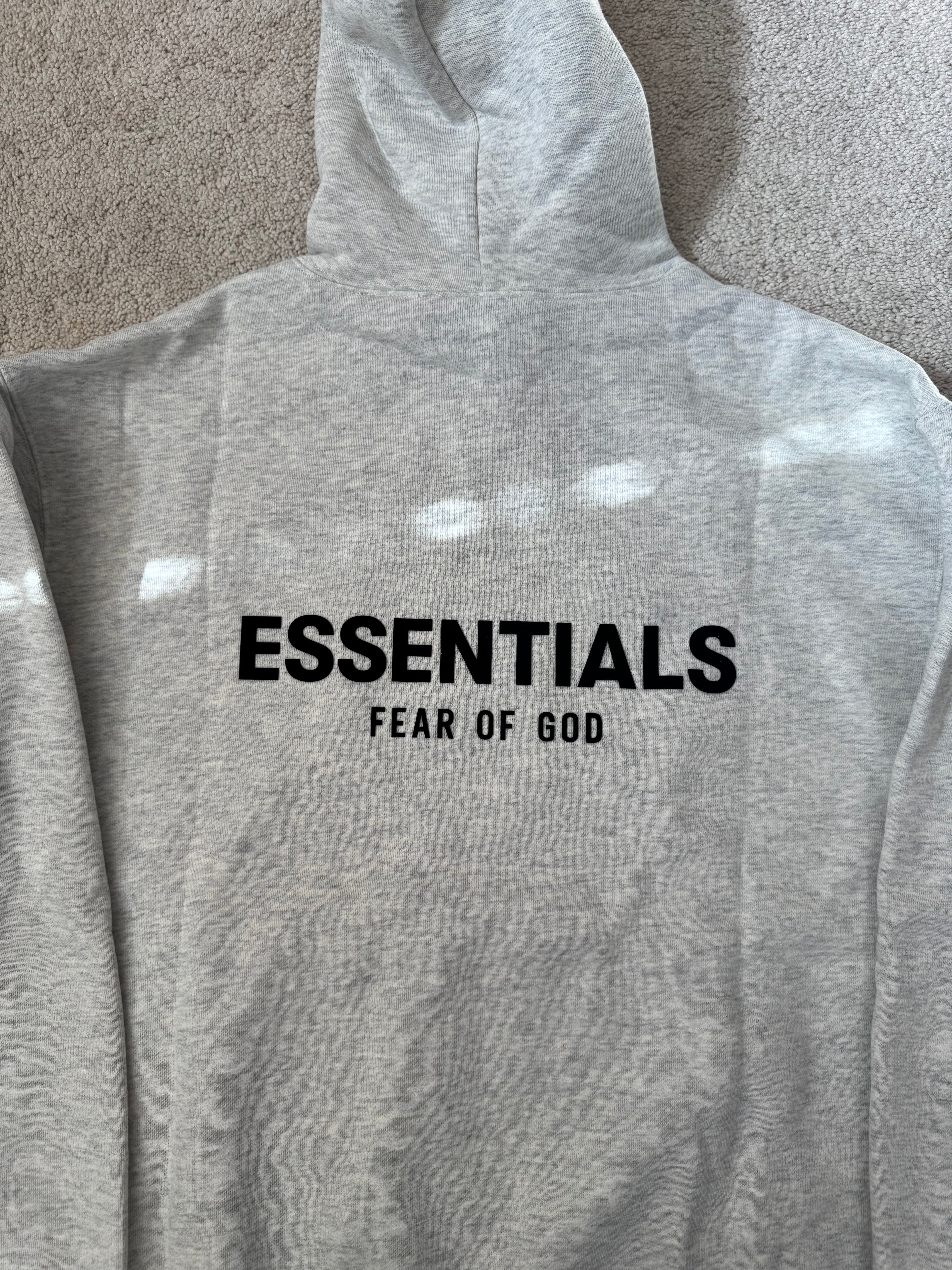 Fear of God Essentials Hoodie Light Oatmeal Large Pullover Sweatshirt NWT