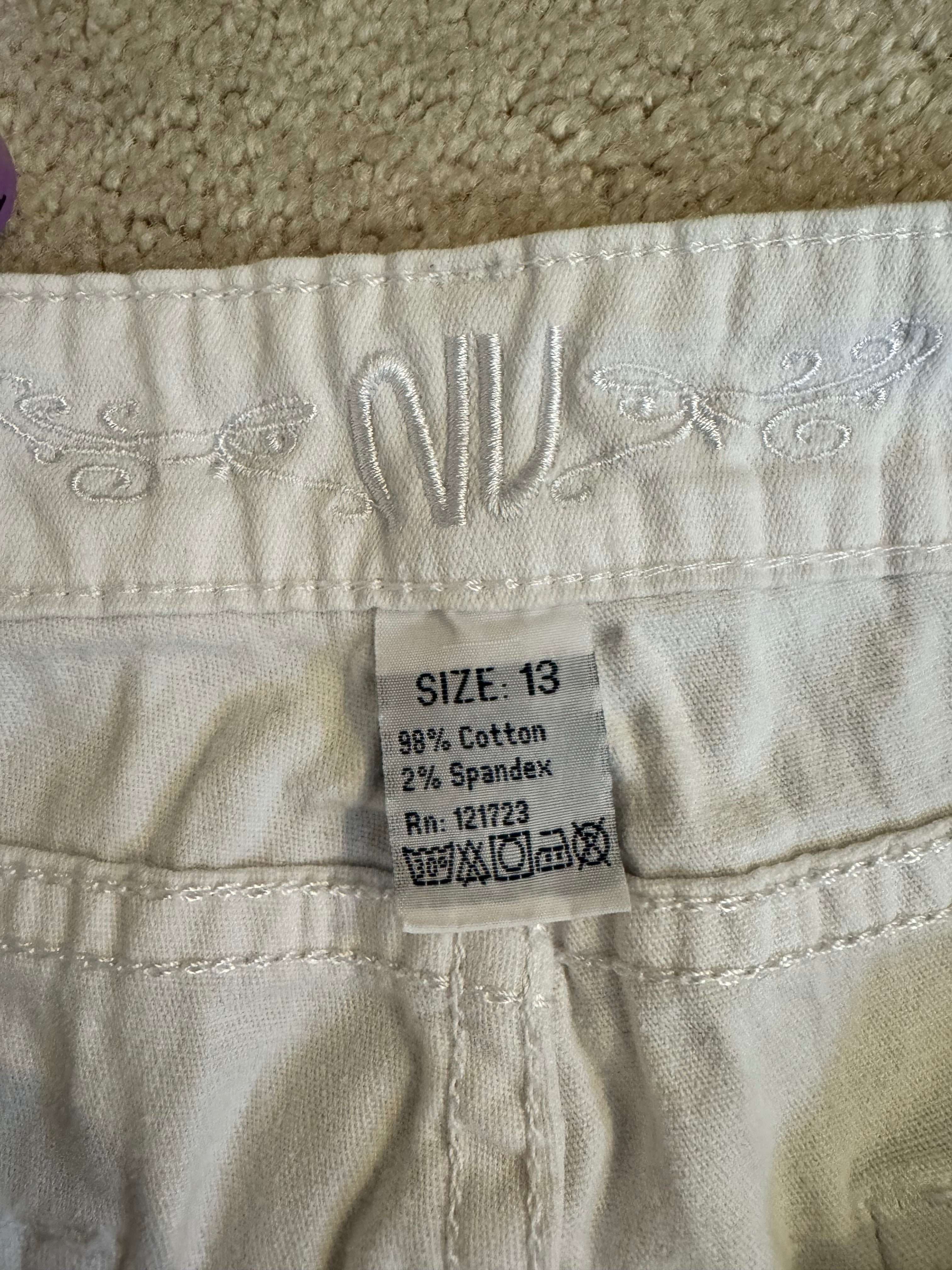 NV Jeans White Distressed Cropped Denim Womens 13 Mid Rise Stretch Raw Hem