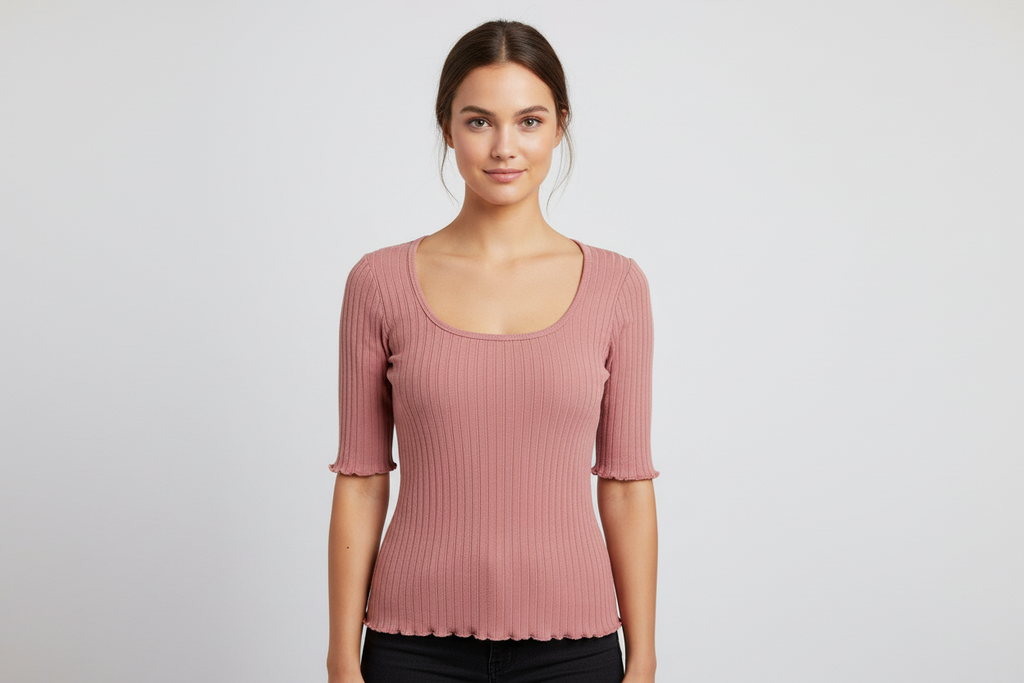 🌸 NWT Billabong Essentials Ribbed Scoop Neck Top | Dusty Rose | Size S