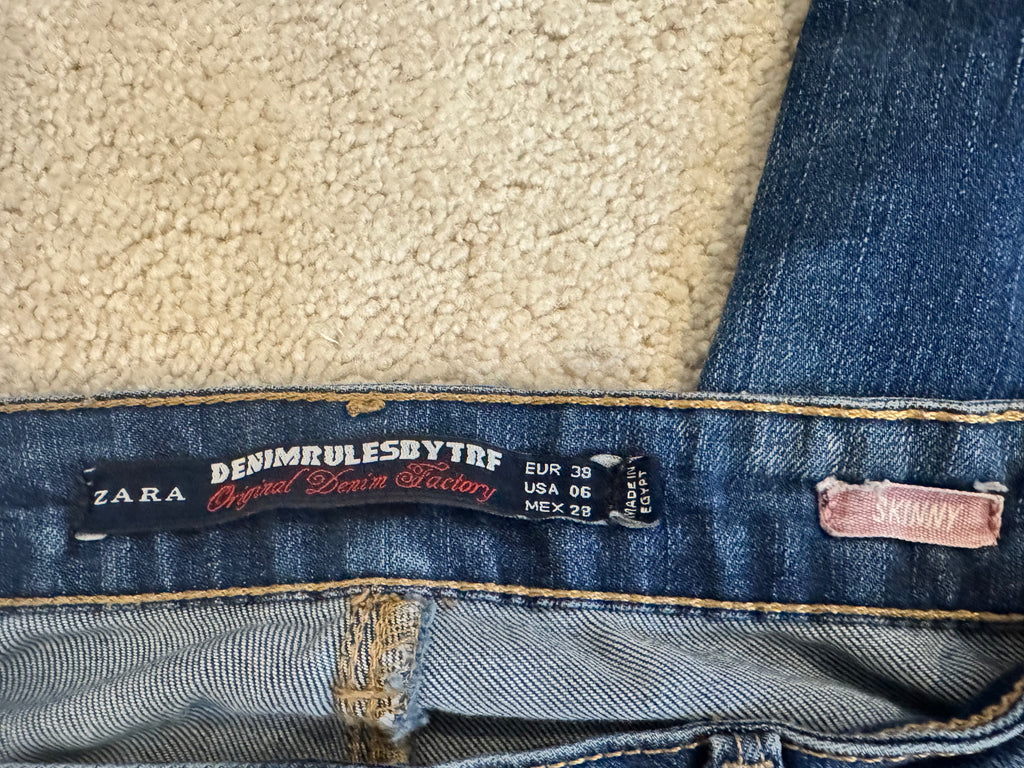 Zara TRF Denim Rules Skinny Jeans Women US 6 EU 38 Medium Wash 28x28