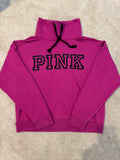PINK Victoria’s Secret Hoodie Small Pink Black Logo Pullover Sweatshirt Cozy