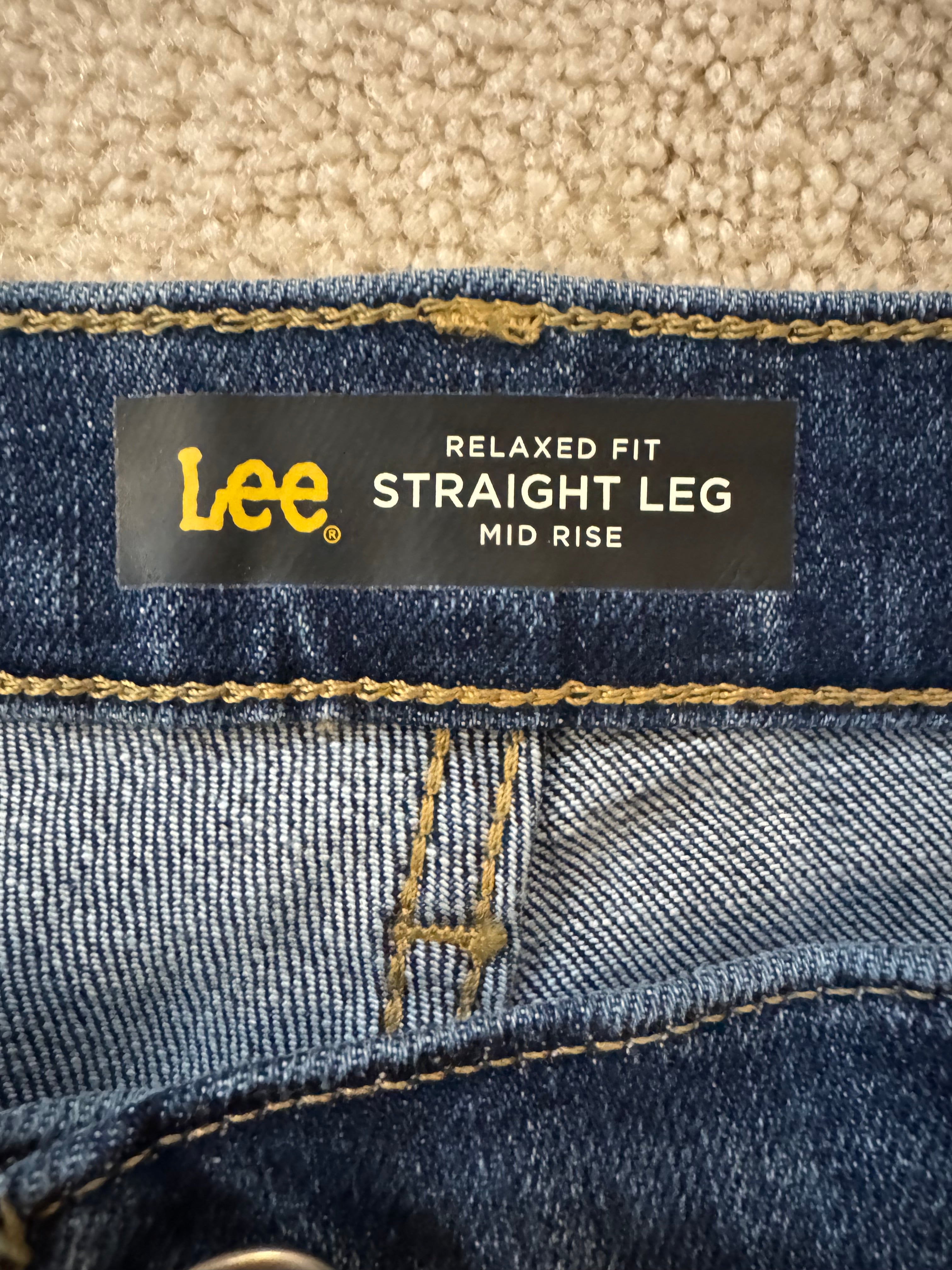 Lee Relaxed Fit Straight Leg Mid Rise Jeans Womens 10 Short Blue Denim Stretch Classic