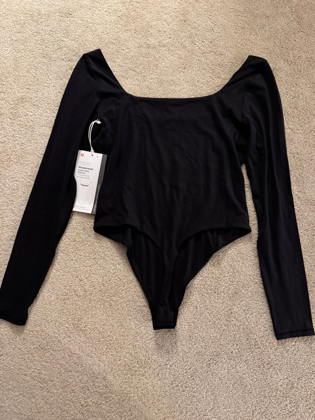 Lululemon Wundermost Nulu Square Neck Bodysuit Black M NWT