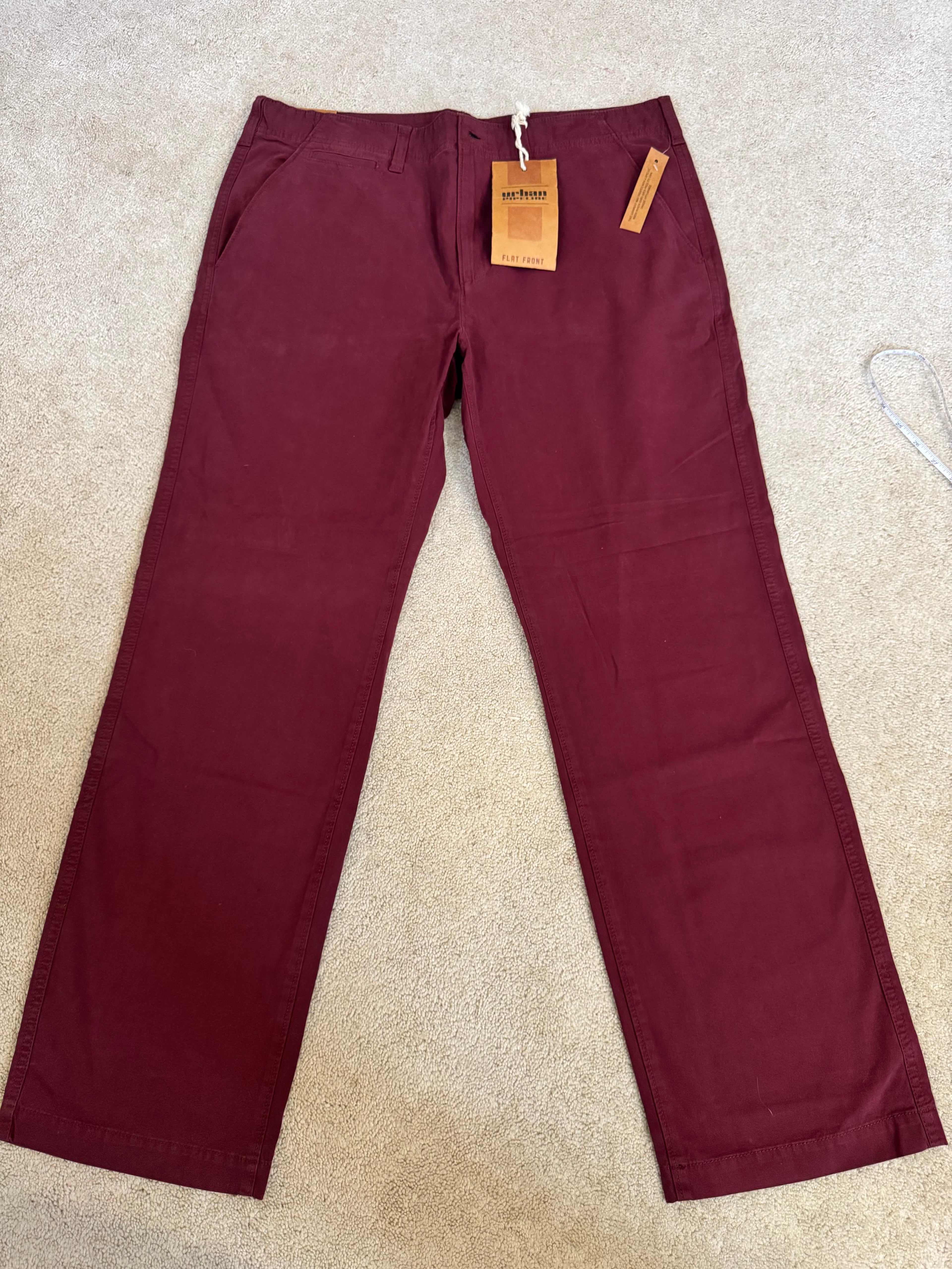 NWT Urban Pipeline Flat Front Pants Men’s 38x32 Tawny Port Red Chino Casual Pants