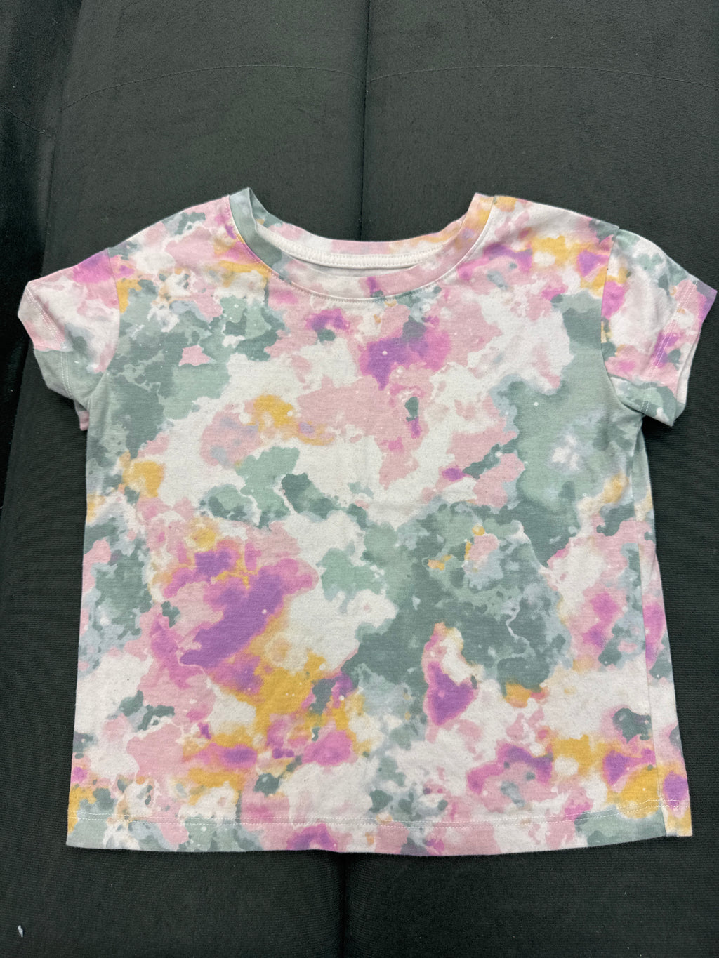 Cat & Jack Girls Tie Dye T-Shirt XS 4/5 Pastel Pink Green Short Sleeve Tee NWOT