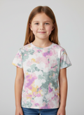 Cat & Jack Girls Tie Dye T-Shirt XS 4/5 Pastel Pink Green Short Sleeve Tee NWOT