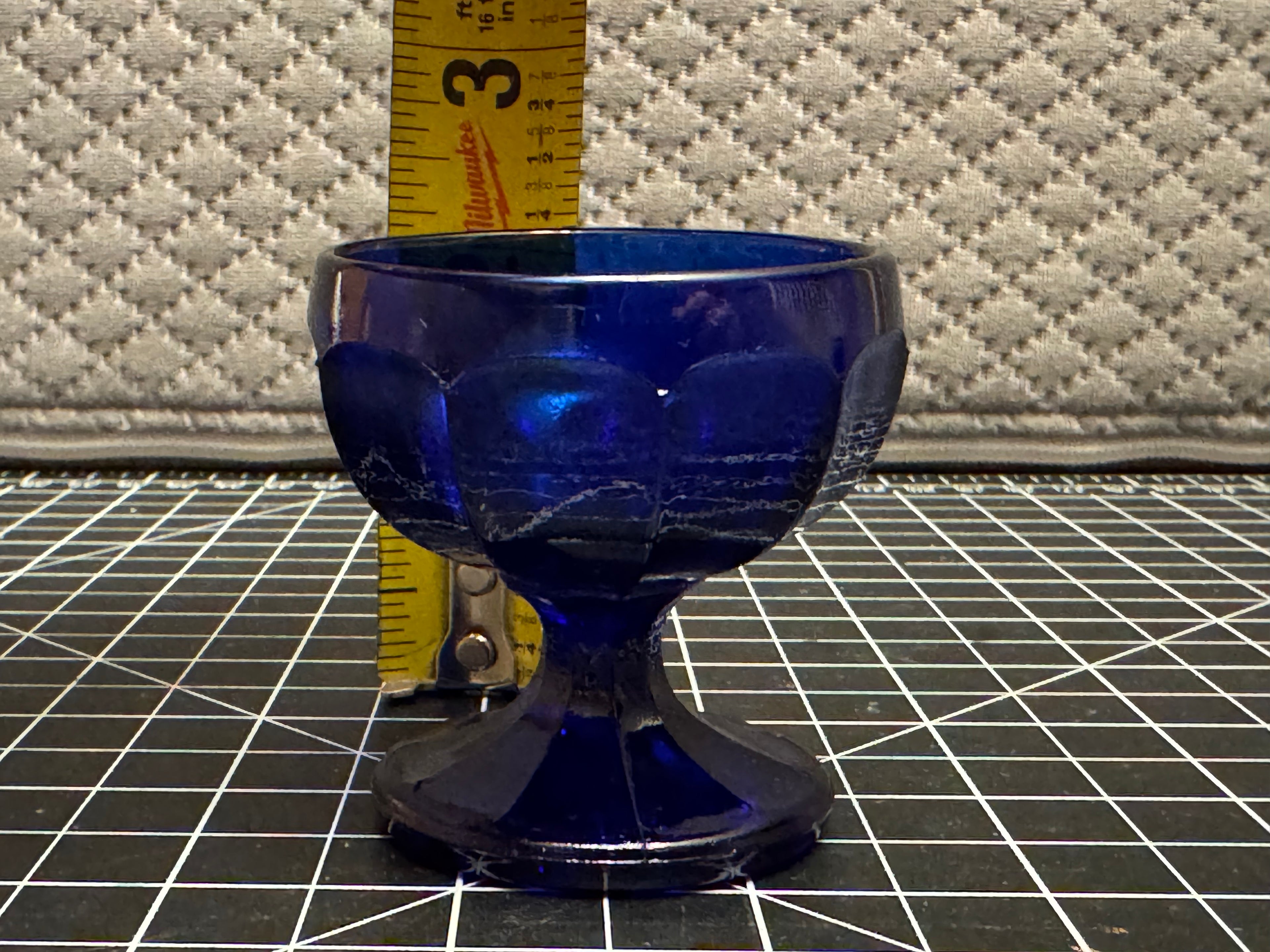 Vintage Cobalt Blue Glass Pedestal Bowl Vase 1969 Anchor Hocking Style