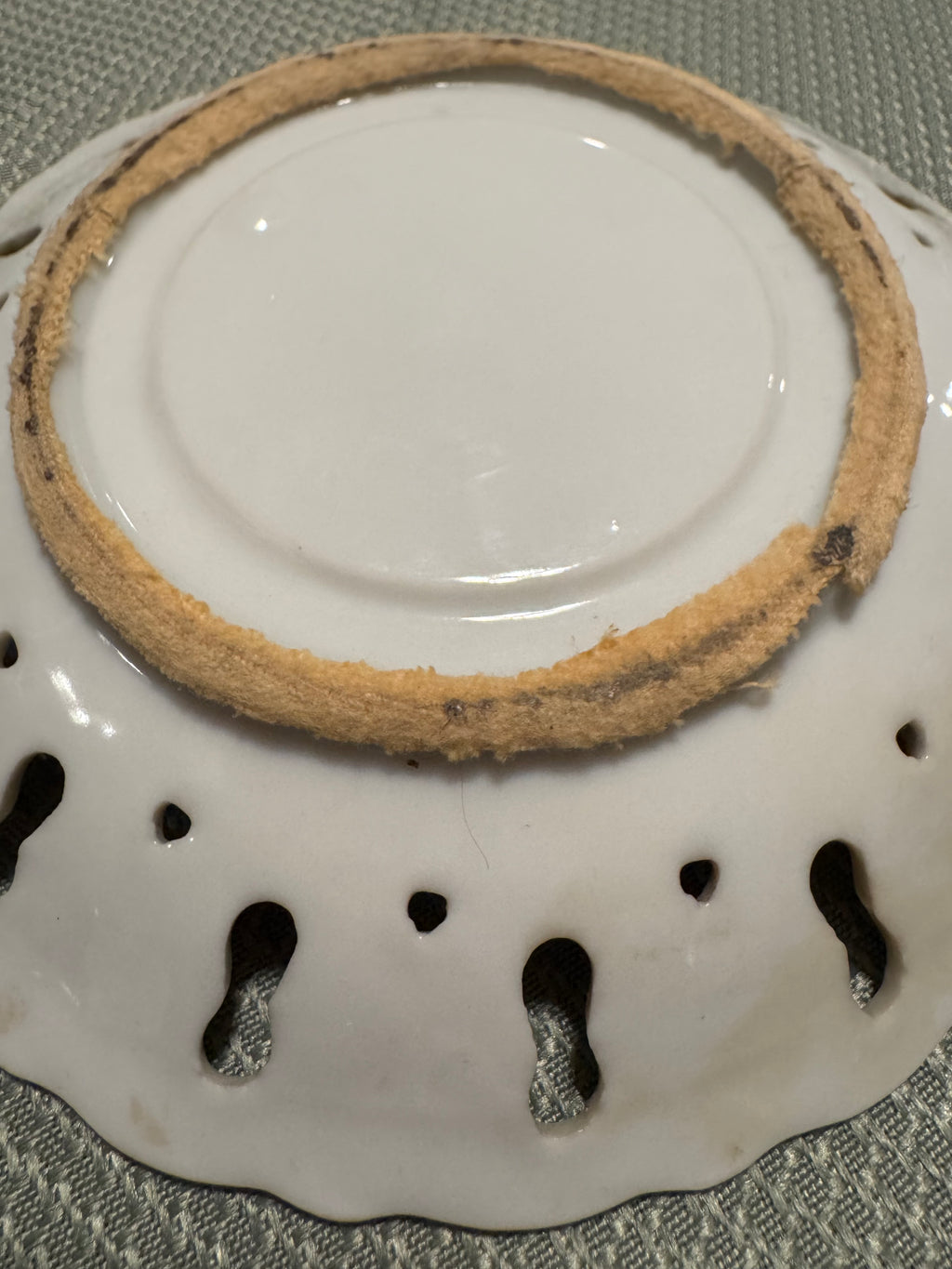 Antique Reticulated Porcelain Lusterware Saucer Gold Floral Pierced Rim