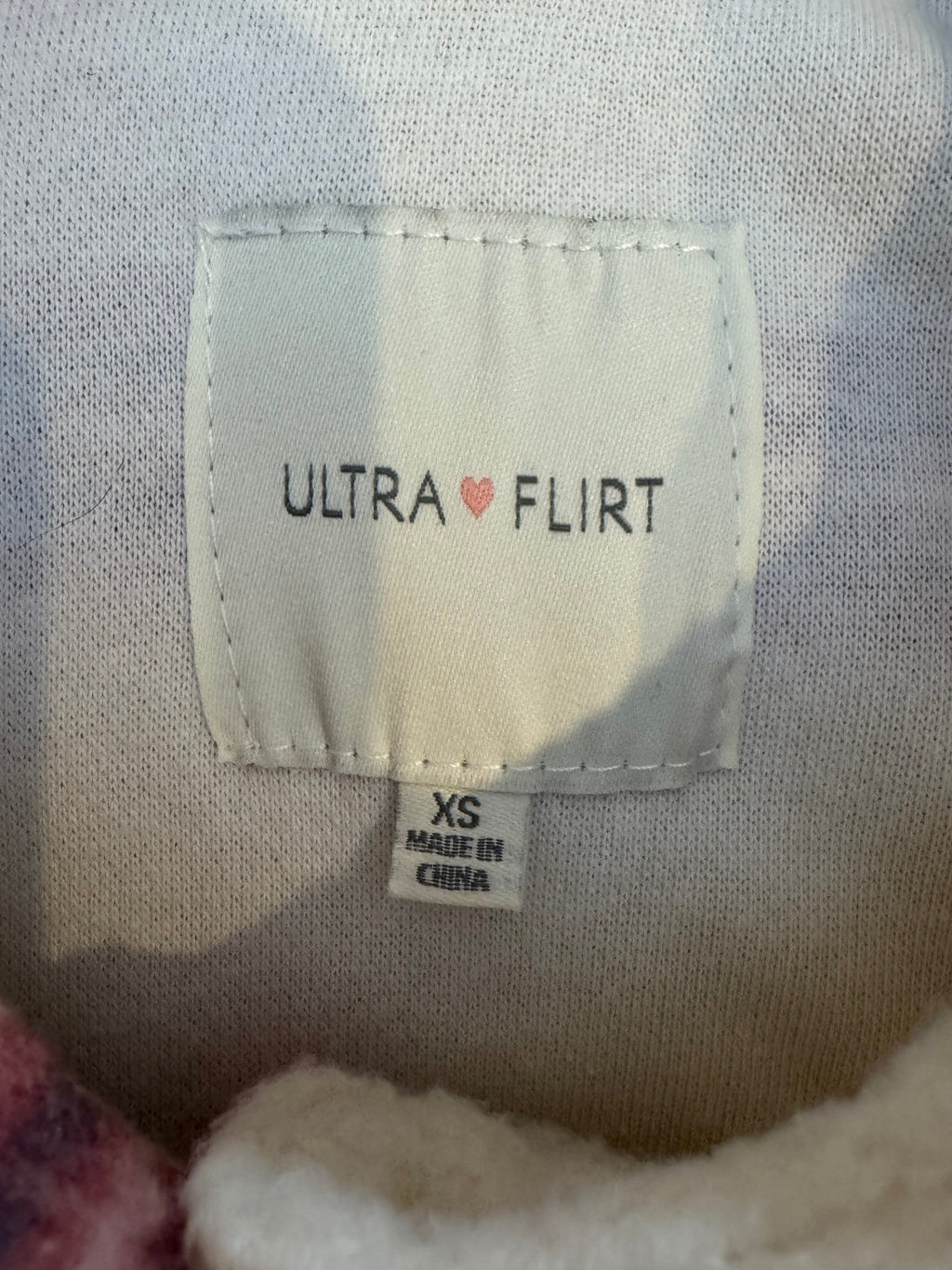 Ultra Flirt Pink Cream Plaid Fleece Shacket Women’s XS Button Front Jacket NWT
