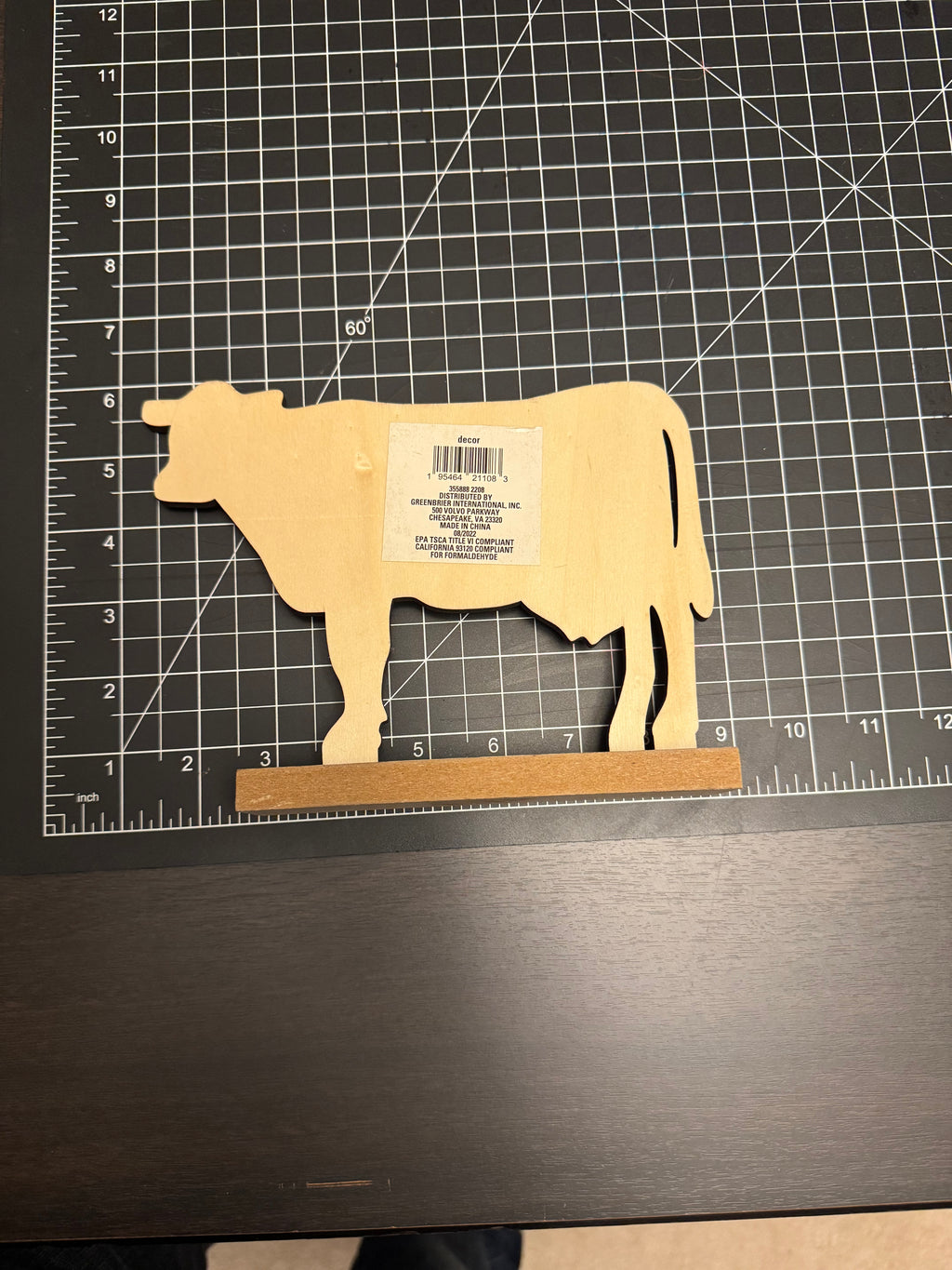 Farmhouse Wooden Cow Decor Black Silhouette Rustic Shelf Table Sign
