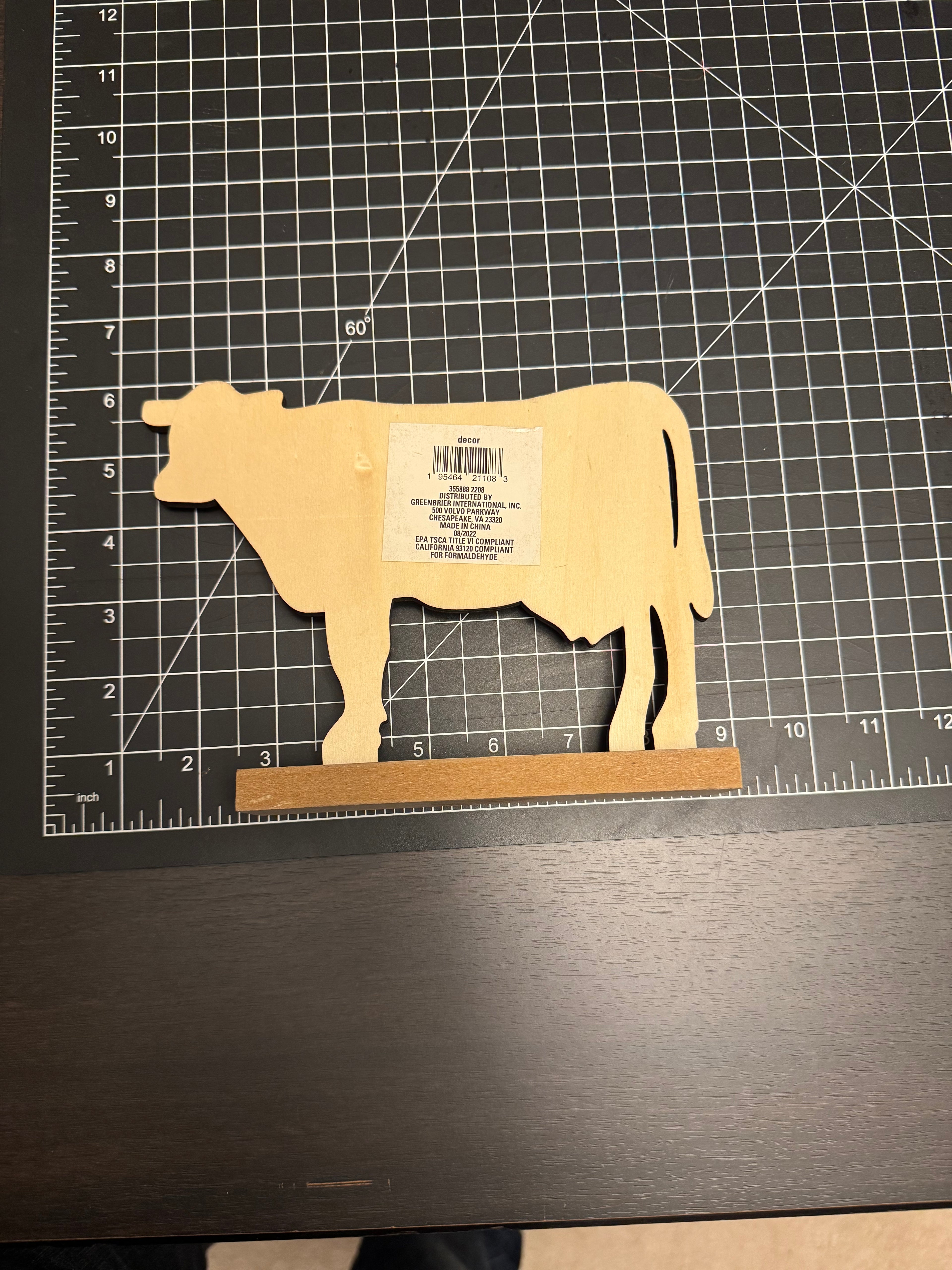 Farmhouse Wooden Cow Decor Black Silhouette Rustic Shelf Table Sign