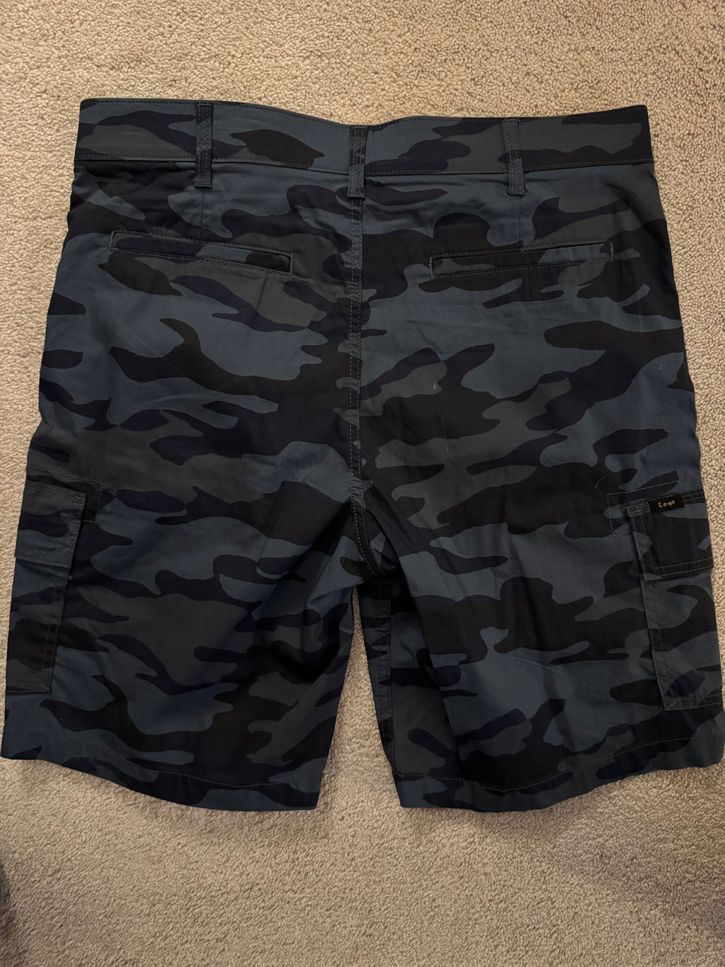 Lee Active Stretch Cargo Shorts Men’s 34 Blue Camo Regular Fit NWT