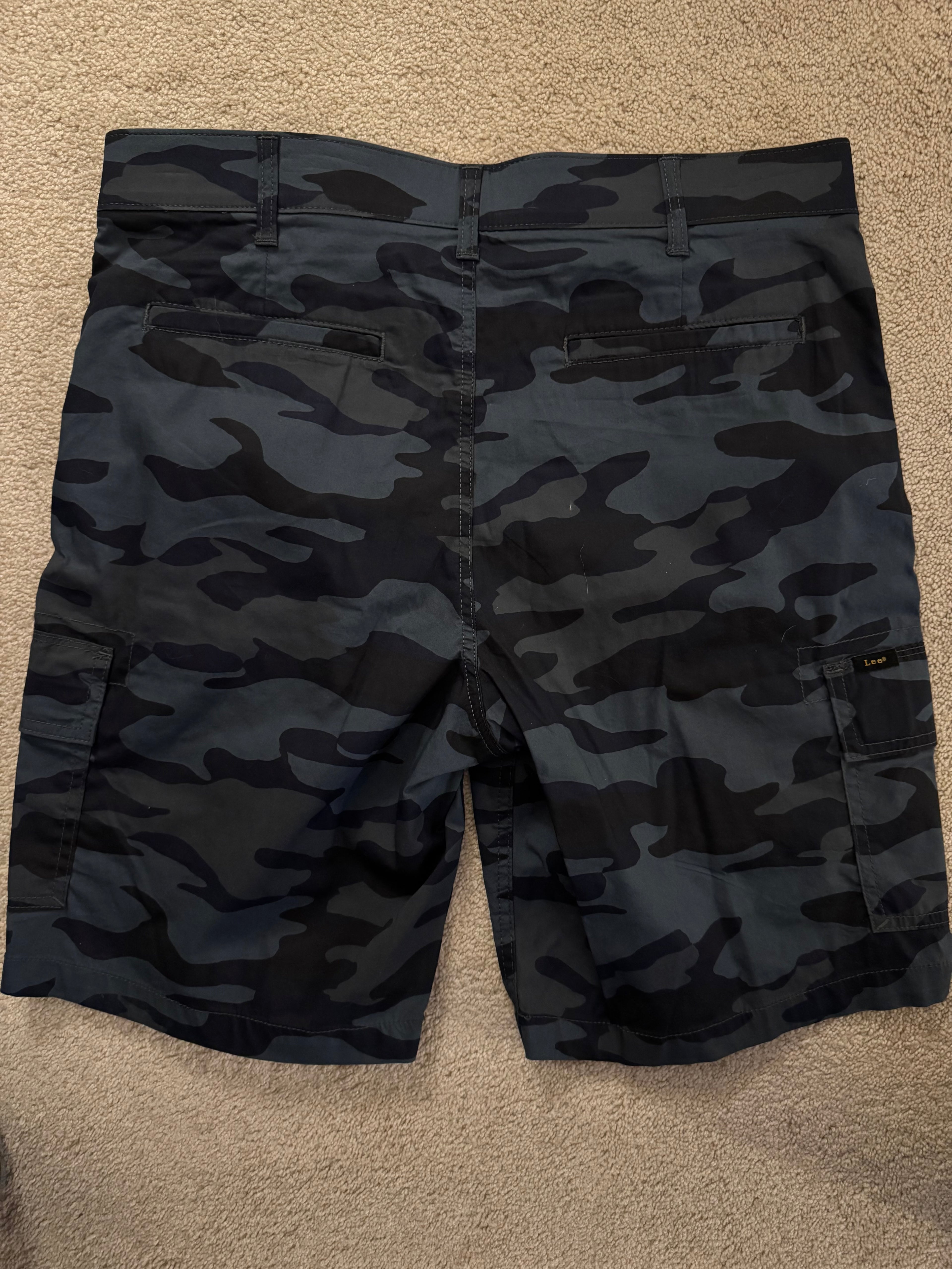 Lee Active Stretch Cargo Shorts Men’s 34 Blue Camo Regular Fit NWT