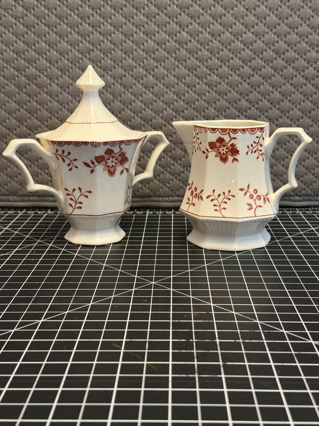 Vintage Nikko Japan Creamer Sugar Set Red Floral Classic Collection
