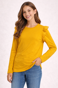 Cat & Jack Girls Yellow Eyelet Ruffle Top XL 14/16 NWT
