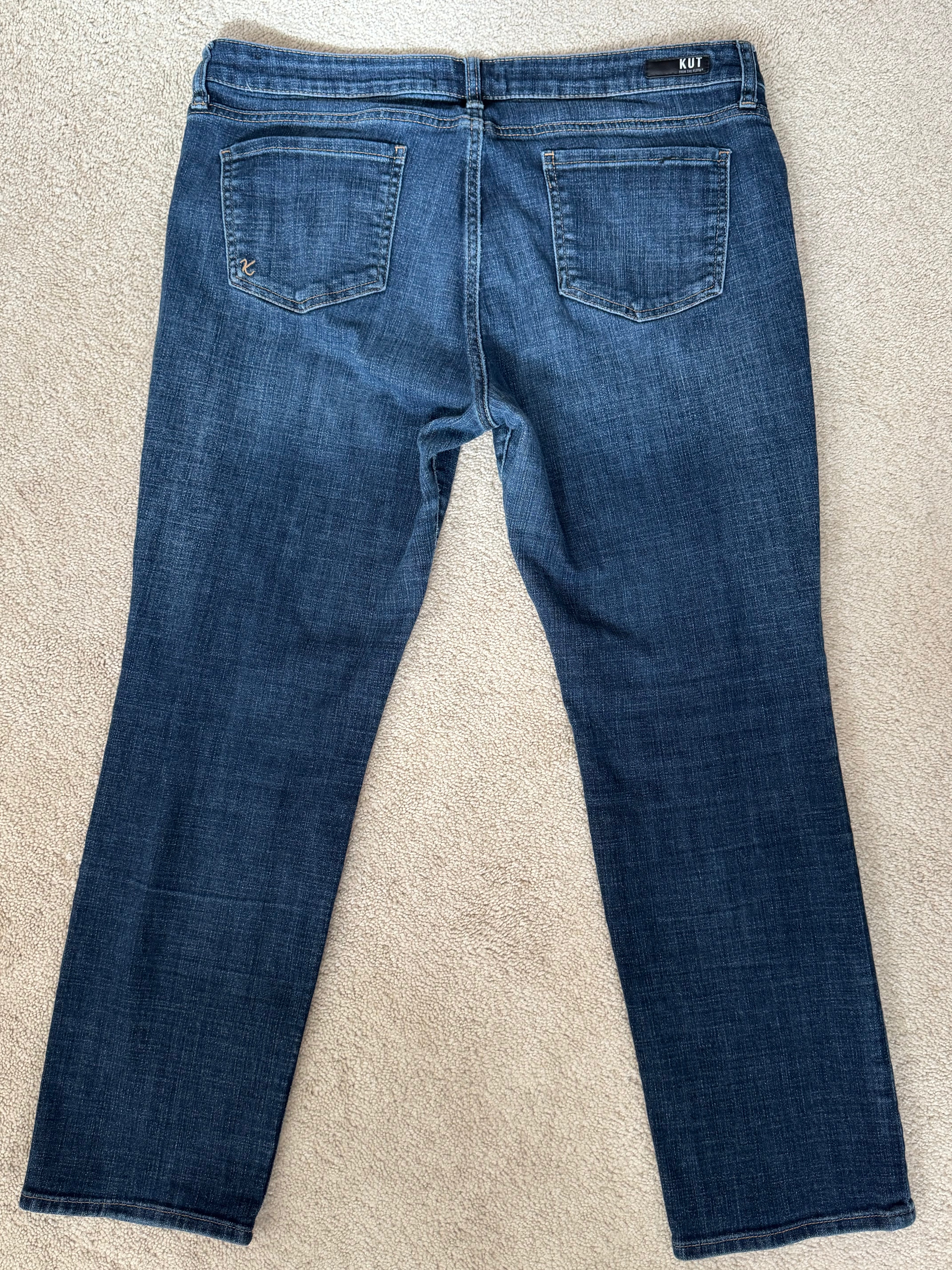 KUT From The Kloth 12P Petite Straight Leg Jeans Womens Dark Wash Mid Rise