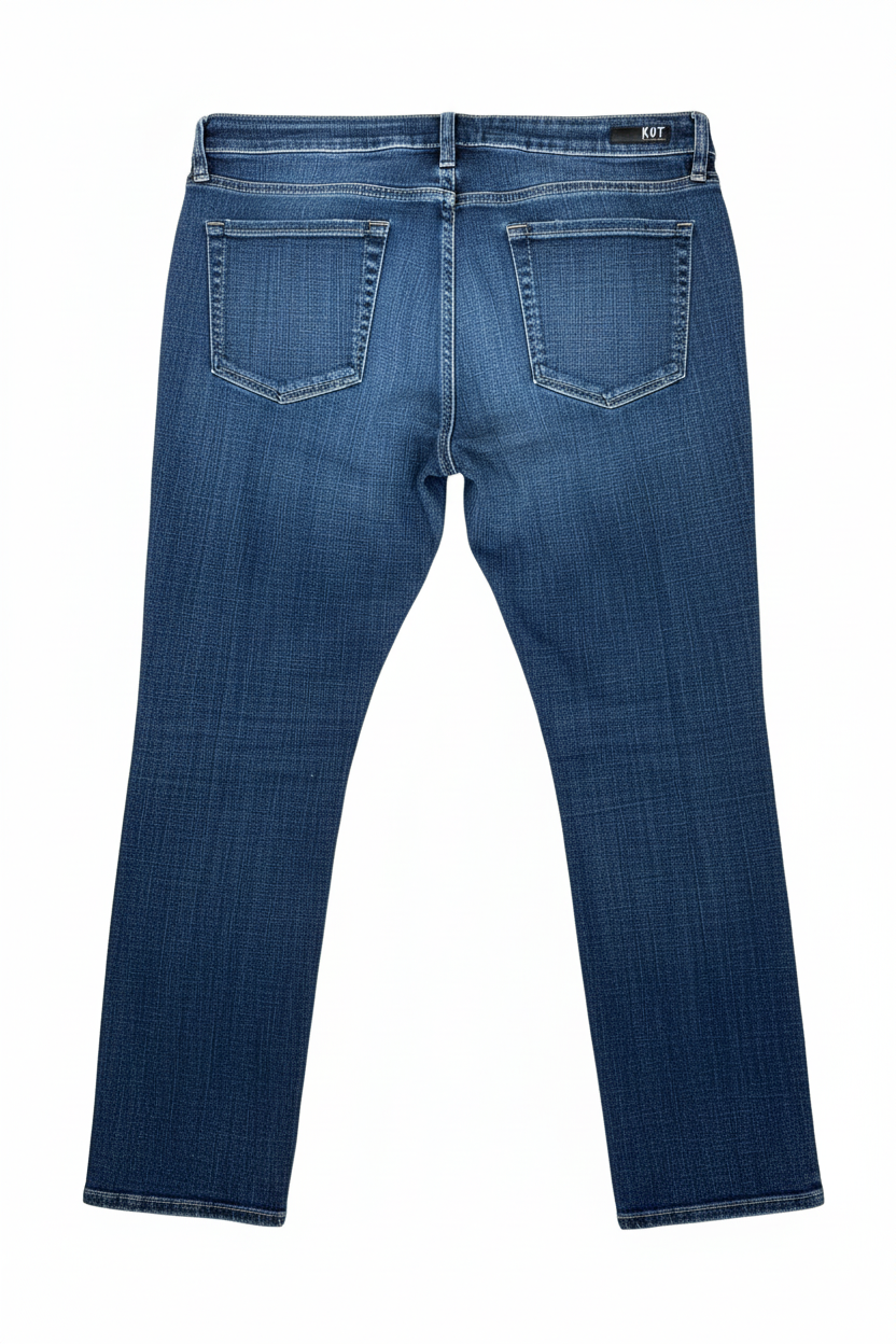 KUT From The Kloth 12P Petite Straight Leg Jeans Womens Dark Wash Mid Rise