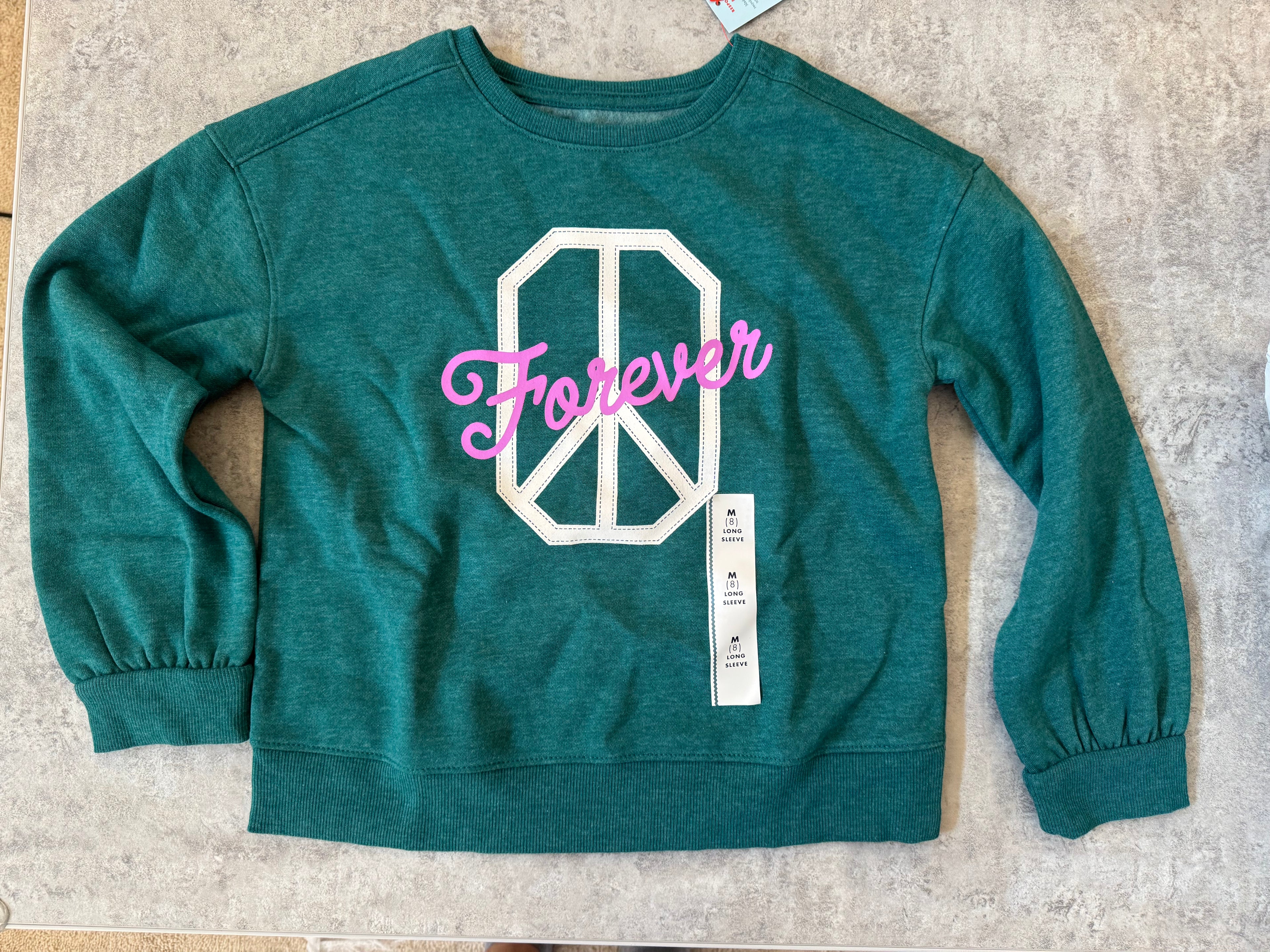 💚 Cat & Jack “Forever” Graphic Sweatshirt Girls Size 8 NWT 💚