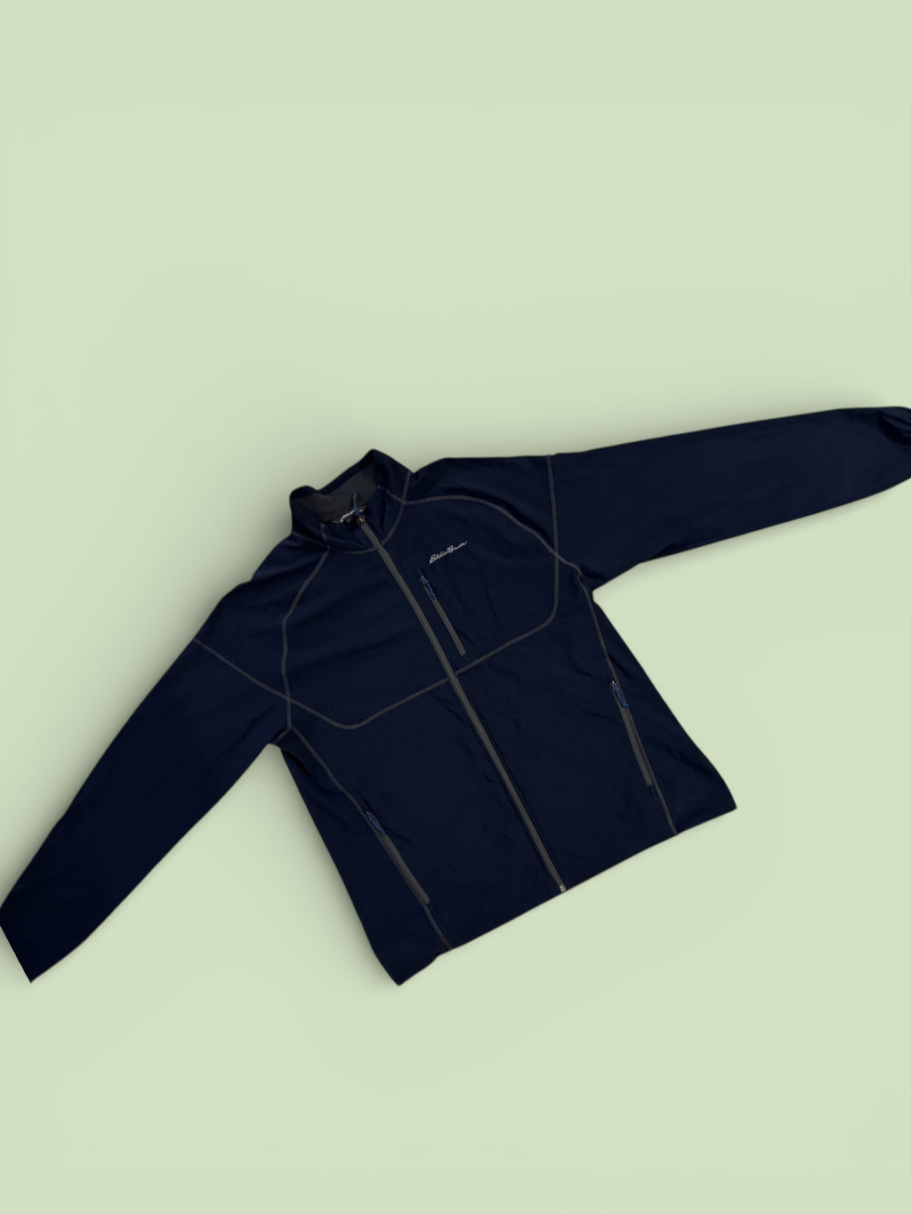 🖤 FLAWED Eddie Bauer Men’s Athletic Full-Zip Jacket | Dark Blue | Size Large