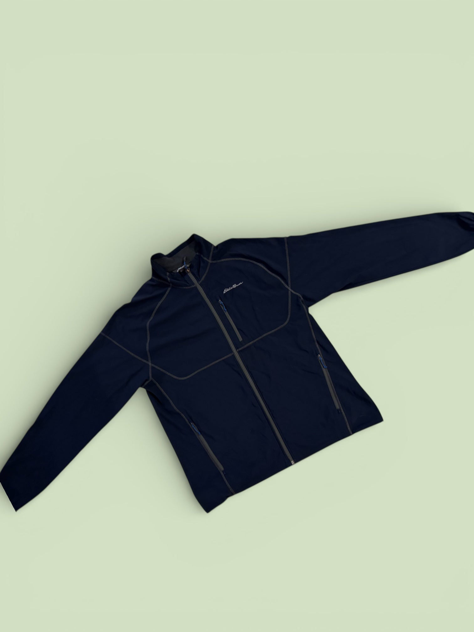 🖤 FLAWED Eddie Bauer Men’s Athletic Full-Zip Jacket | Dark Blue | Size Large