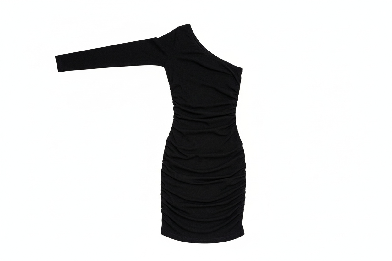 🖤 White Fox One Shoulder Ruched Mini Dress Black XS Bodycon Party Club