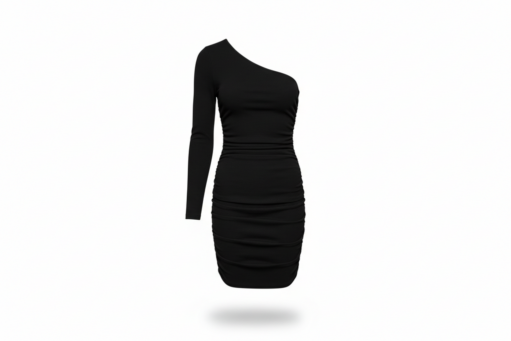 🖤 White Fox One Shoulder Ruched Mini Dress Black XS Bodycon Party Club
