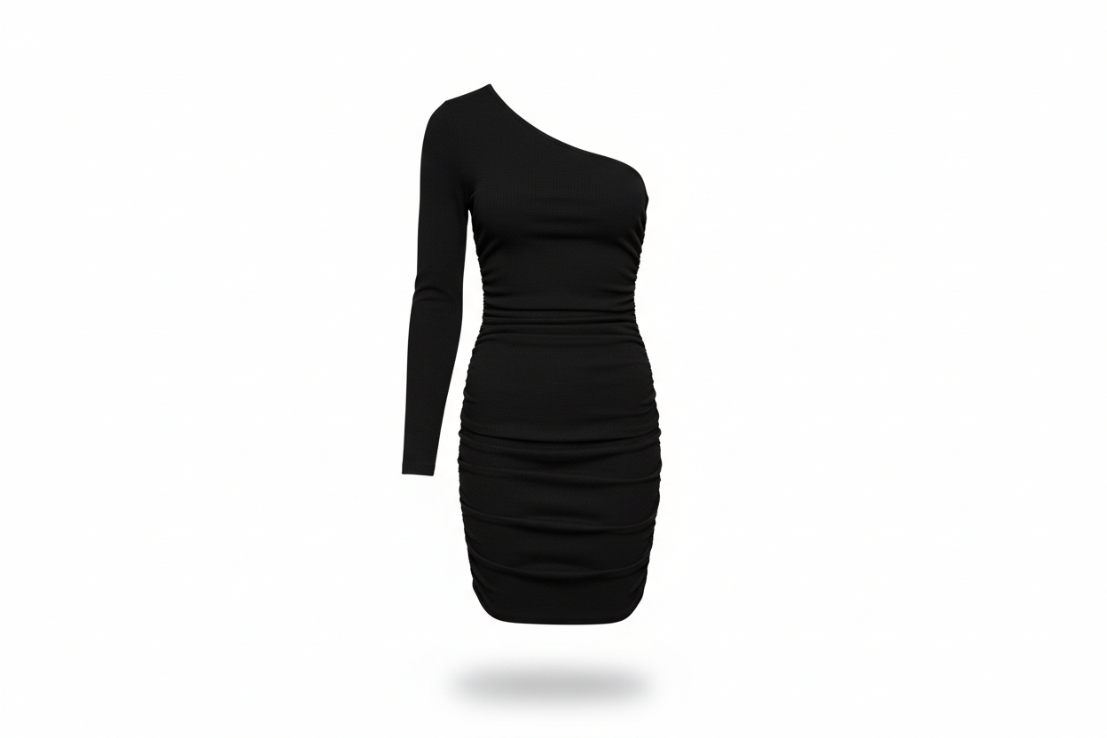 🖤 White Fox One Shoulder Ruched Mini Dress Black XS Bodycon Party Club