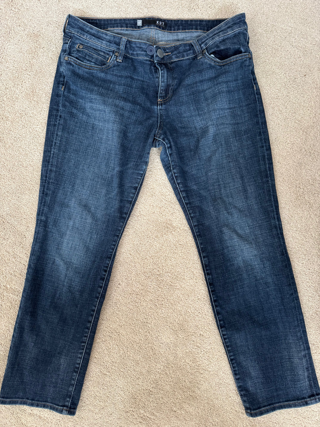 KUT From The Kloth 12P Petite Straight Leg Jeans Womens Dark Wash Mid Rise