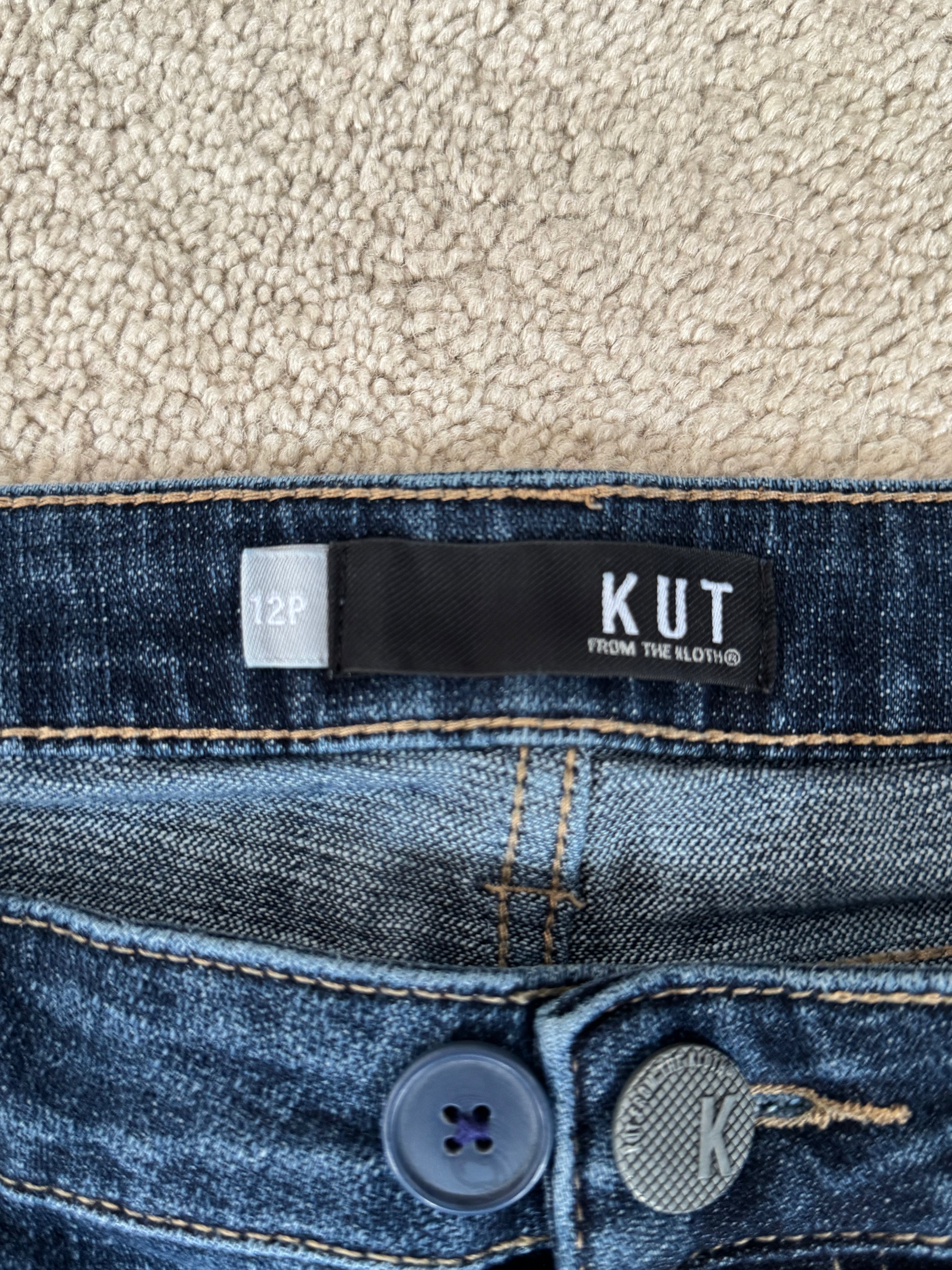 KUT From The Kloth 12P Petite Straight Leg Jeans Womens Dark Wash Mid Rise