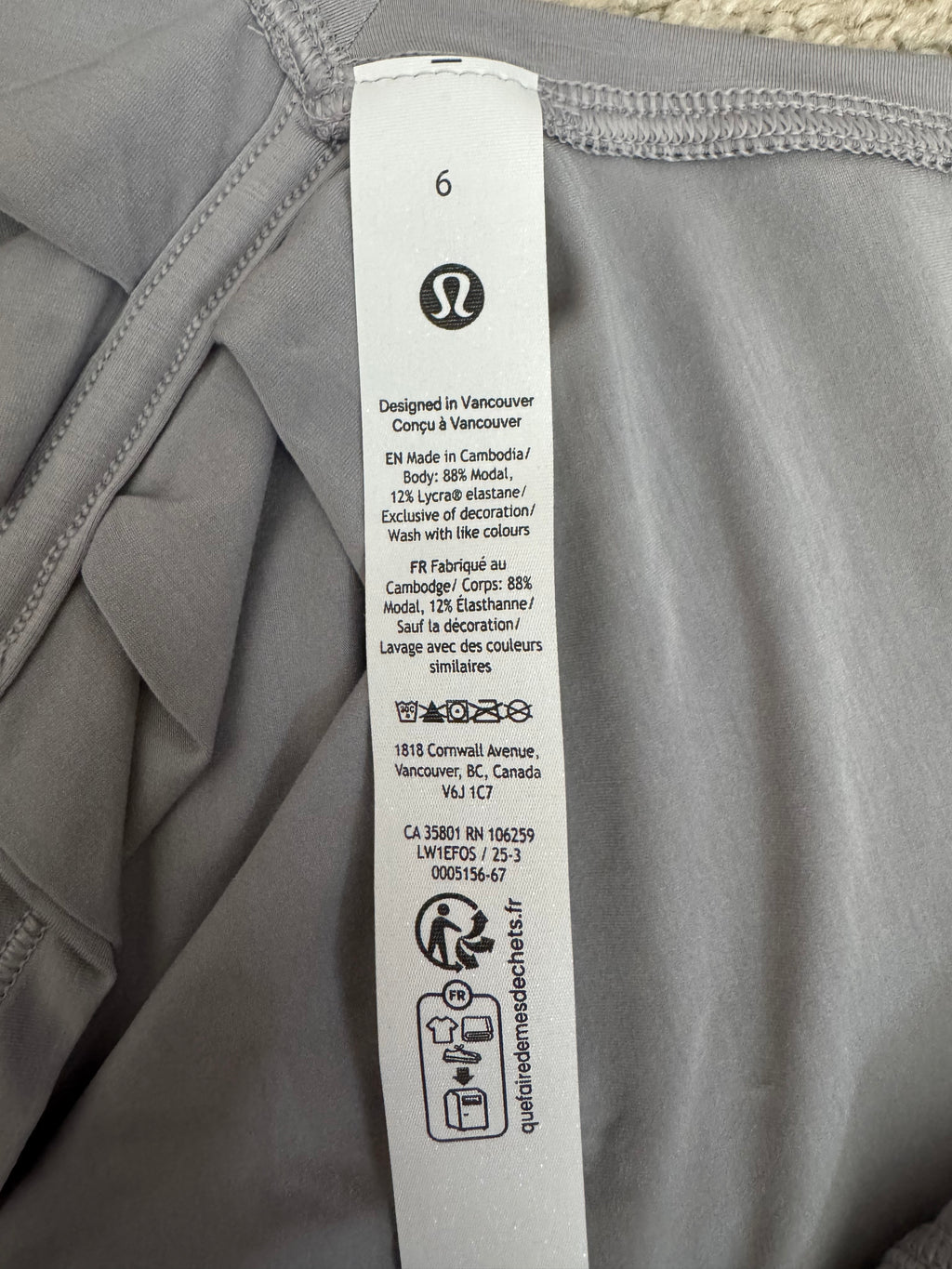 Lululemon Deep Stretch Tank Gray Size 6 NWT Open Back Yoga Top