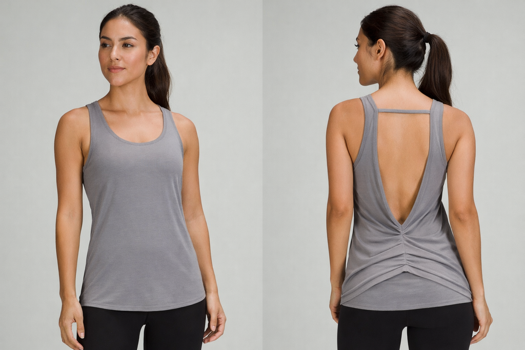 Lululemon Deep Stretch Tank Gray Size 6 NWT Open Back Yoga Top