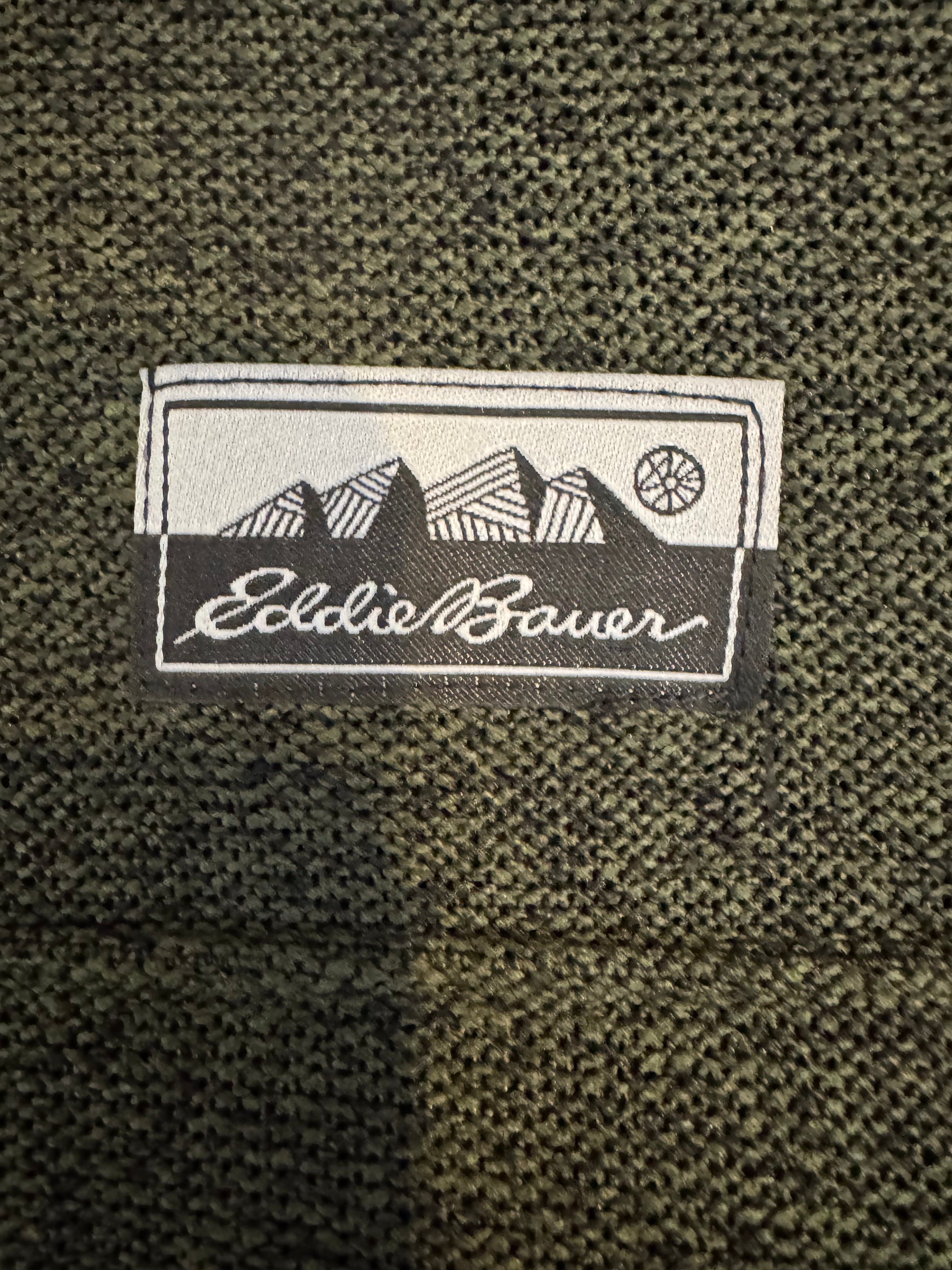 Eddie Bauer Sweater Fleece Pullover XL Green Snap Mock Neck Mens NWT $90 MSRP