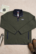 Eddie Bauer Sweater Fleece Pullover XL Green Snap Mock Neck Mens NWT $90 MSRP