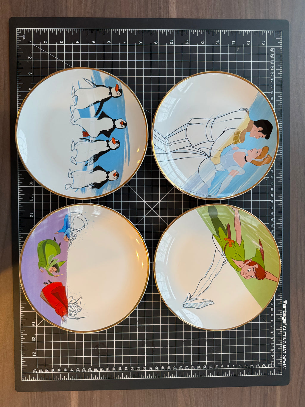Disney Ink & Paint Collector Plate Set Cinderella Peter Pan Mary Poppins Sleeping Beauty