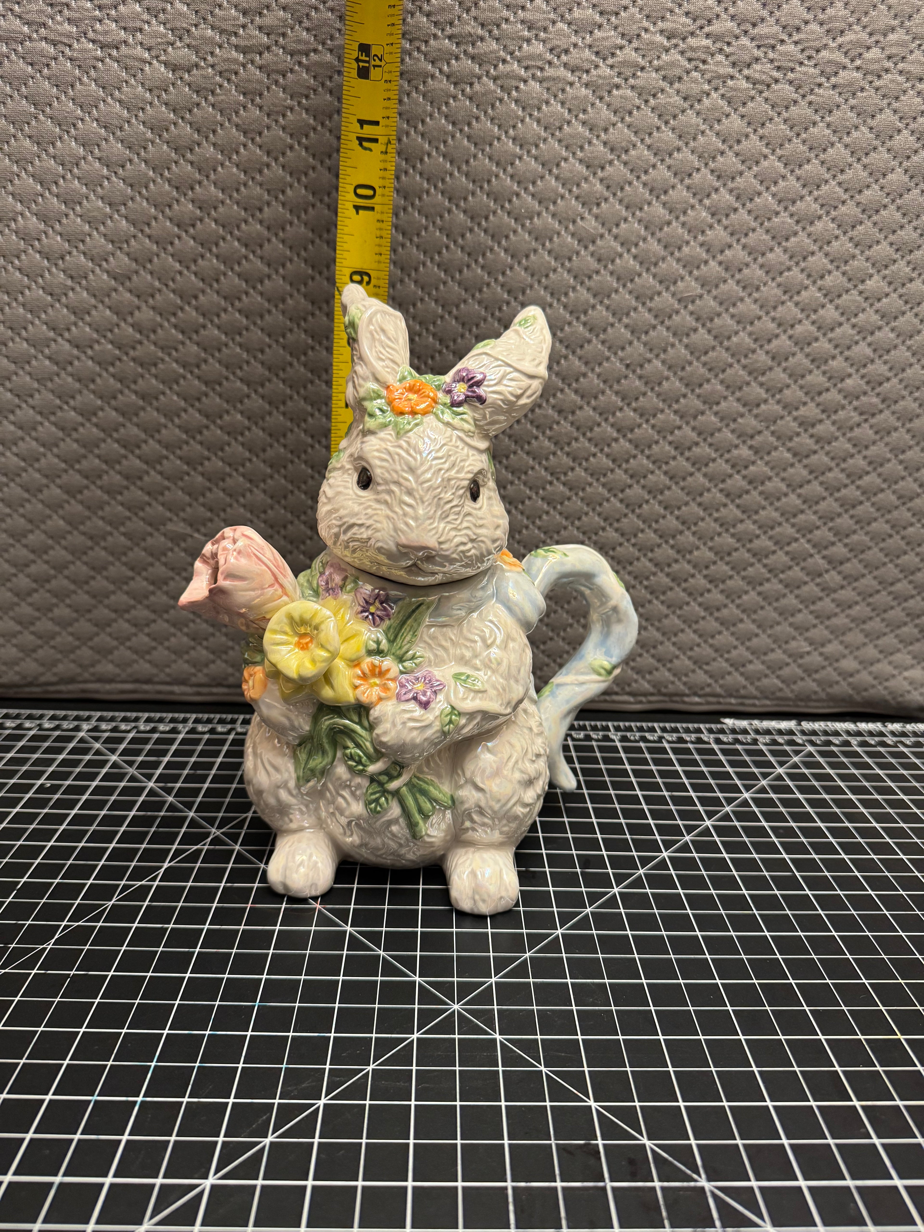 Bella Casa Ganz Bunny Pitcher Spring Easter Floral Ceramic