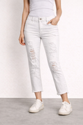 NV Jeans White Distressed Cropped Denim Womens 13 Mid Rise Stretch Raw Hem