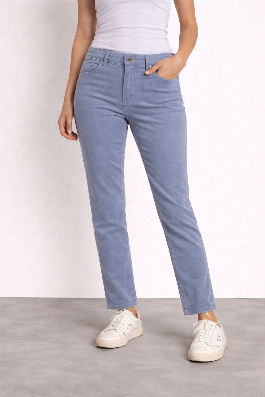 KUT From The Kloth Womens Corduroy Pants 2P Petite Blue Mid Rise Stretch Straight Leg