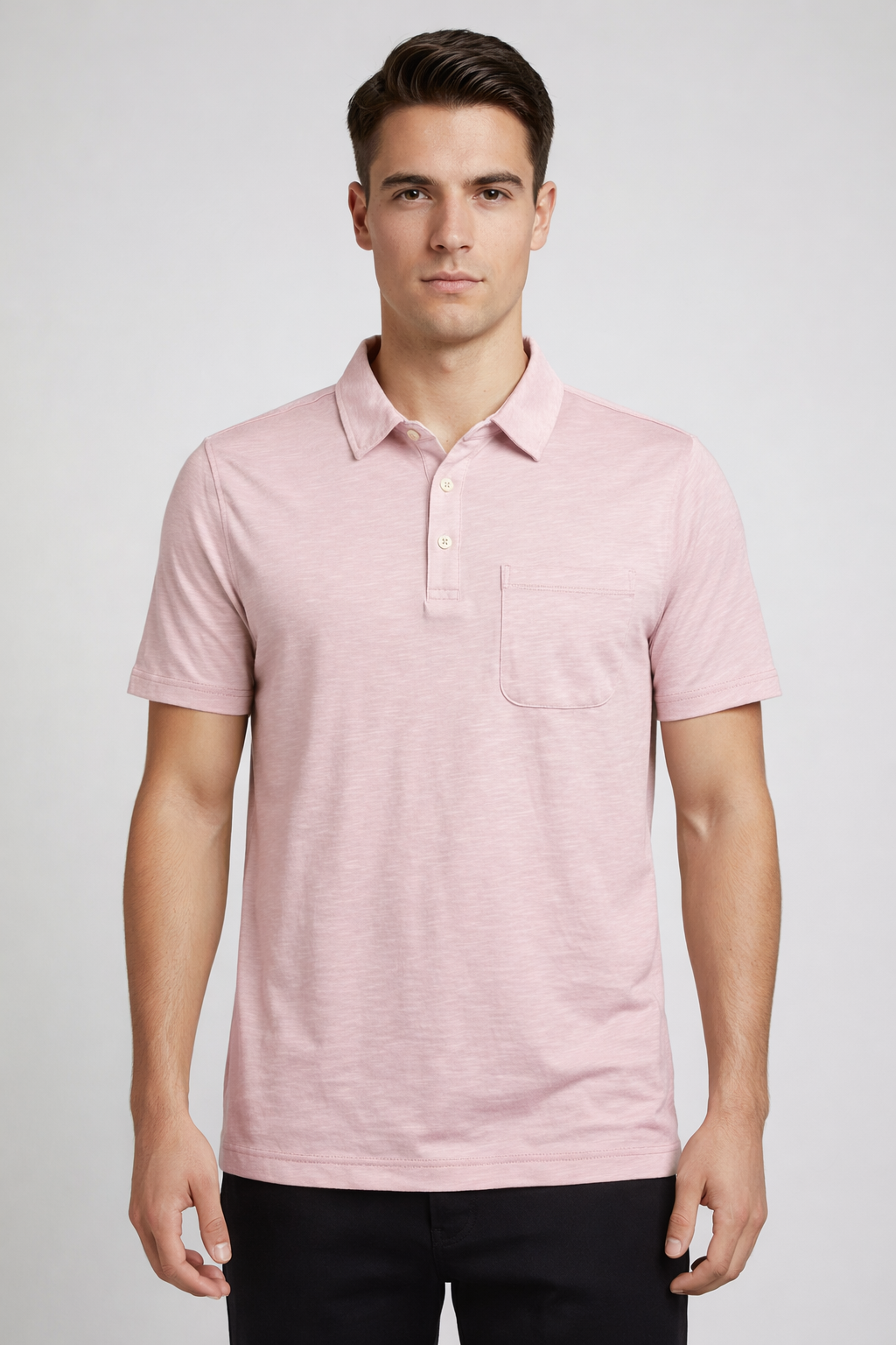 Goodfellow & Co Mens Polo Shirt Pink Short Sleeve No-Roll Collar Pocket Cotton Small NWT