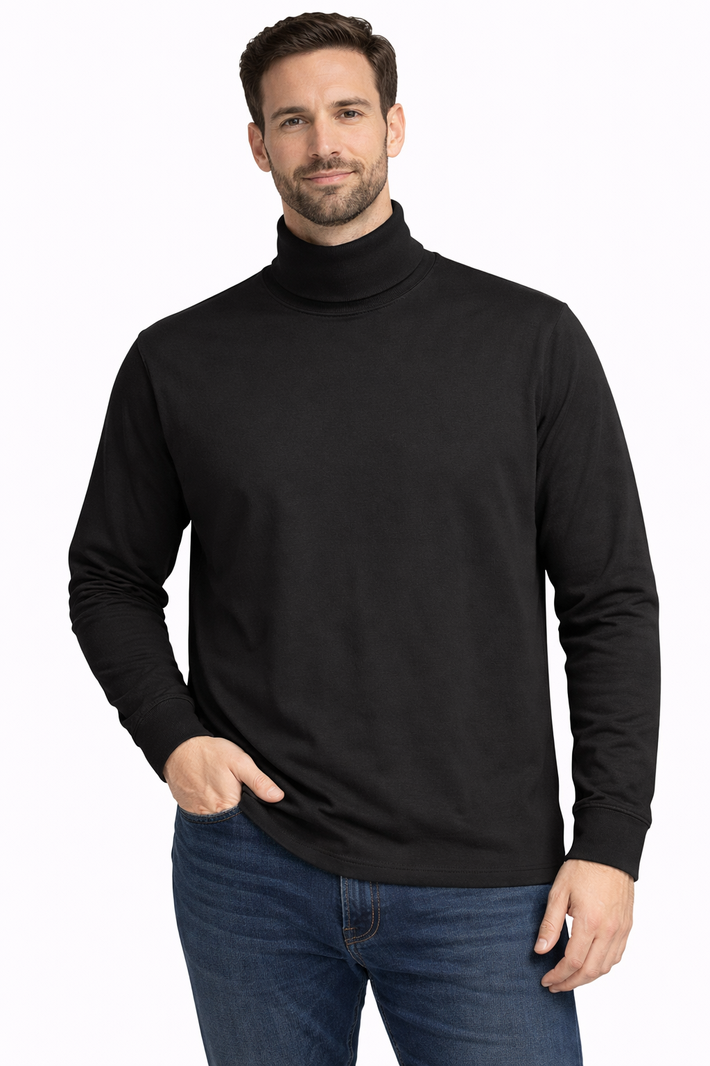 Utopia Wear Black Turtleneck Shirt Mens Small Cotton Blend Long Sleeve Classic NWOT