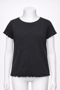 Art Class Girls Black Lettuce Hem Tee Shirt Size L (10/12) Short Sleeve NWT