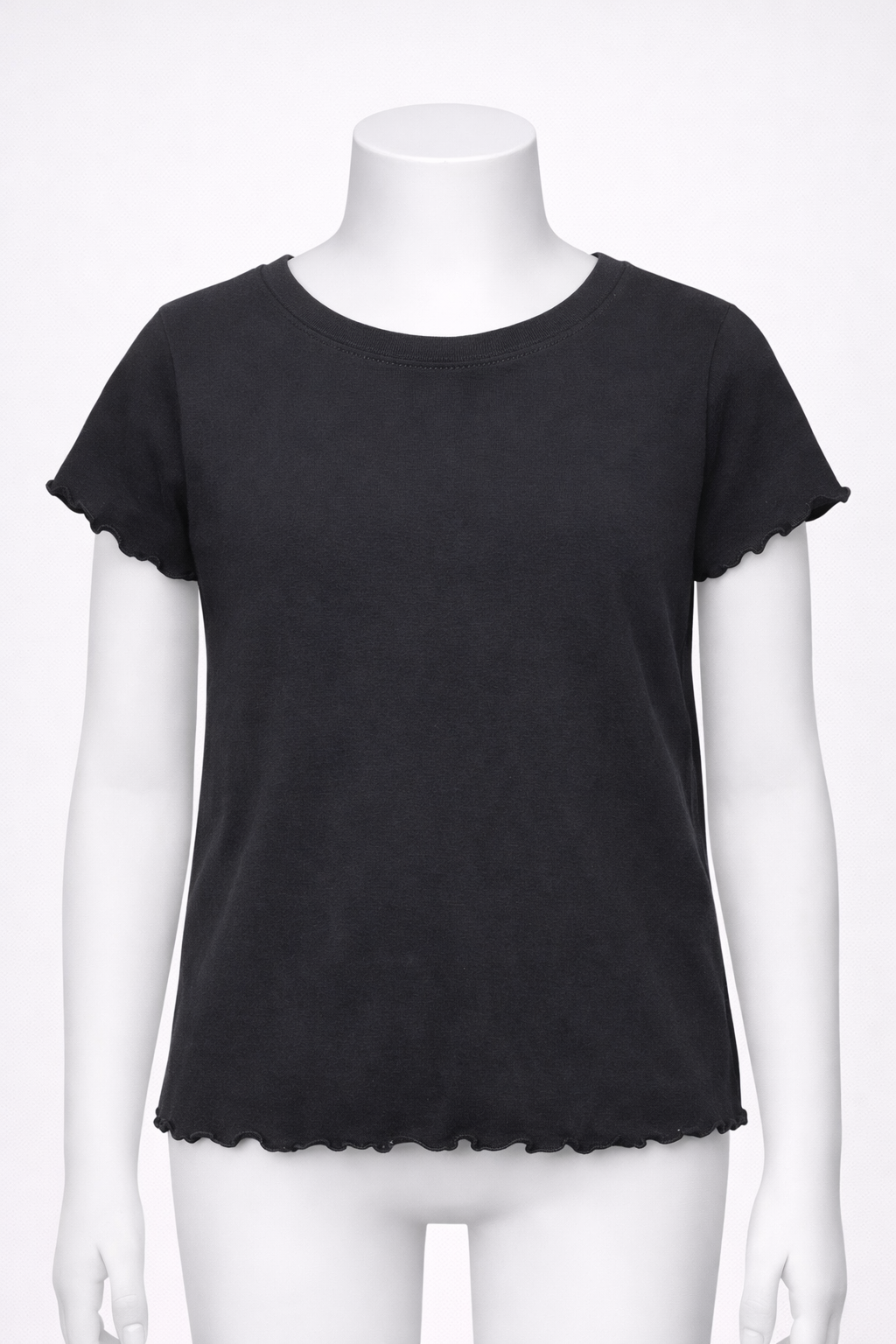 Art Class Girls Black Lettuce Hem Tee Shirt Size L (10/12) Short Sleeve NWT