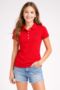 Aeropostale A87 Red Polo Shirt Youth Girls Large Short Sleeve Logo NWT